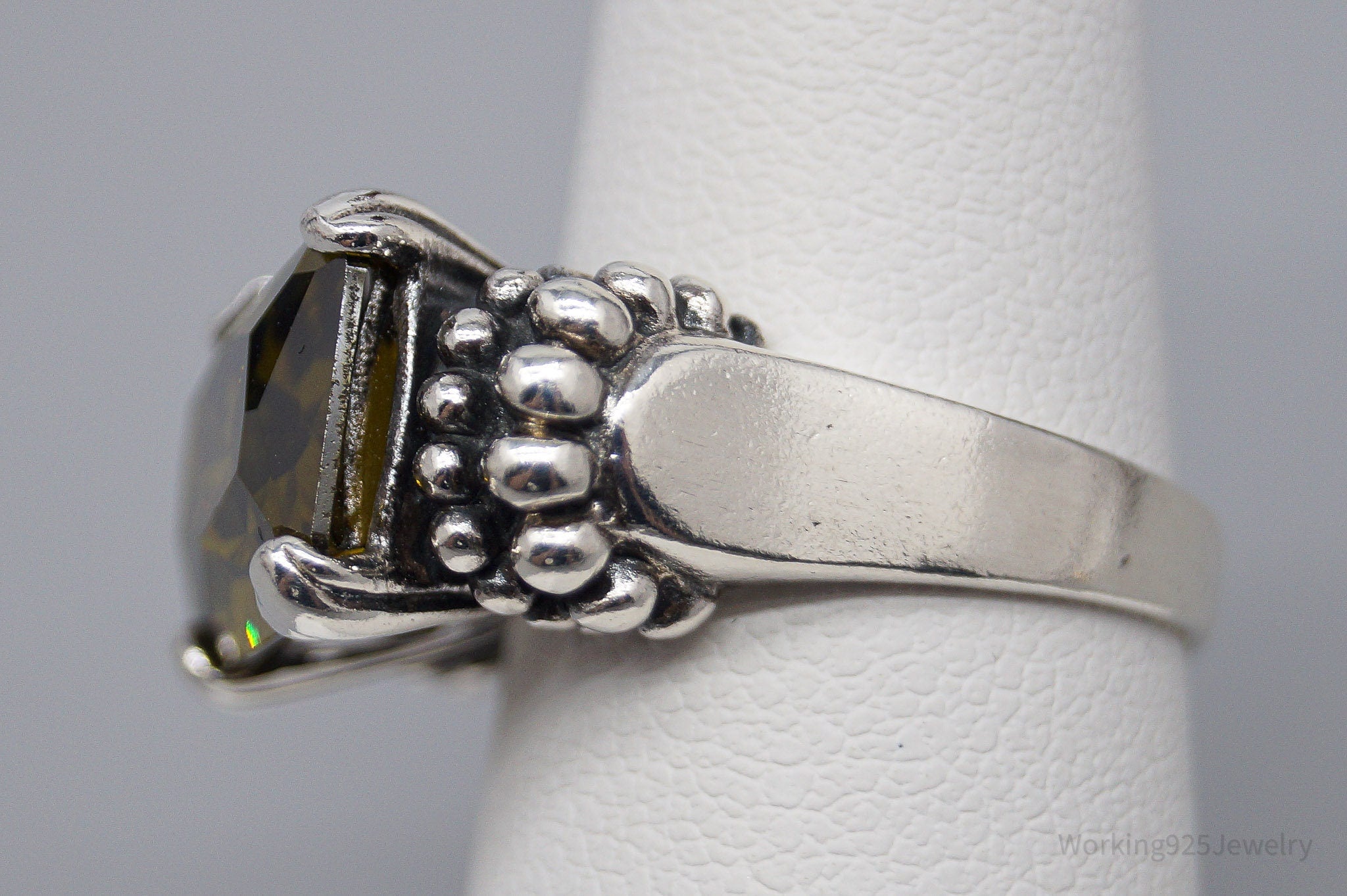 Vintage Yellow Cubic Zirconia Sterling Silver Ring Size 6