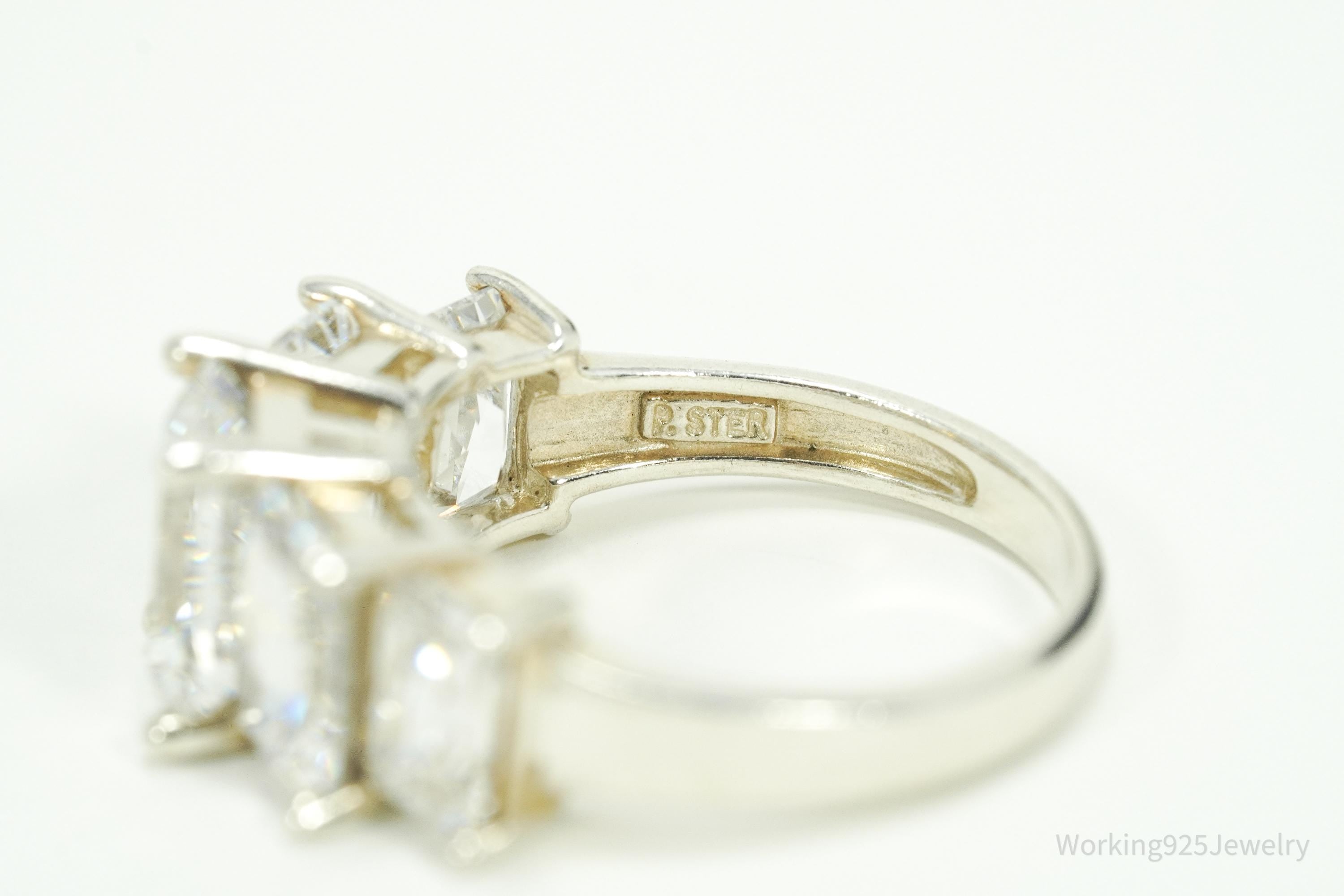 Vintage Diamonique Cubic Zirconia Sterling Silver Ring - Size 5.25