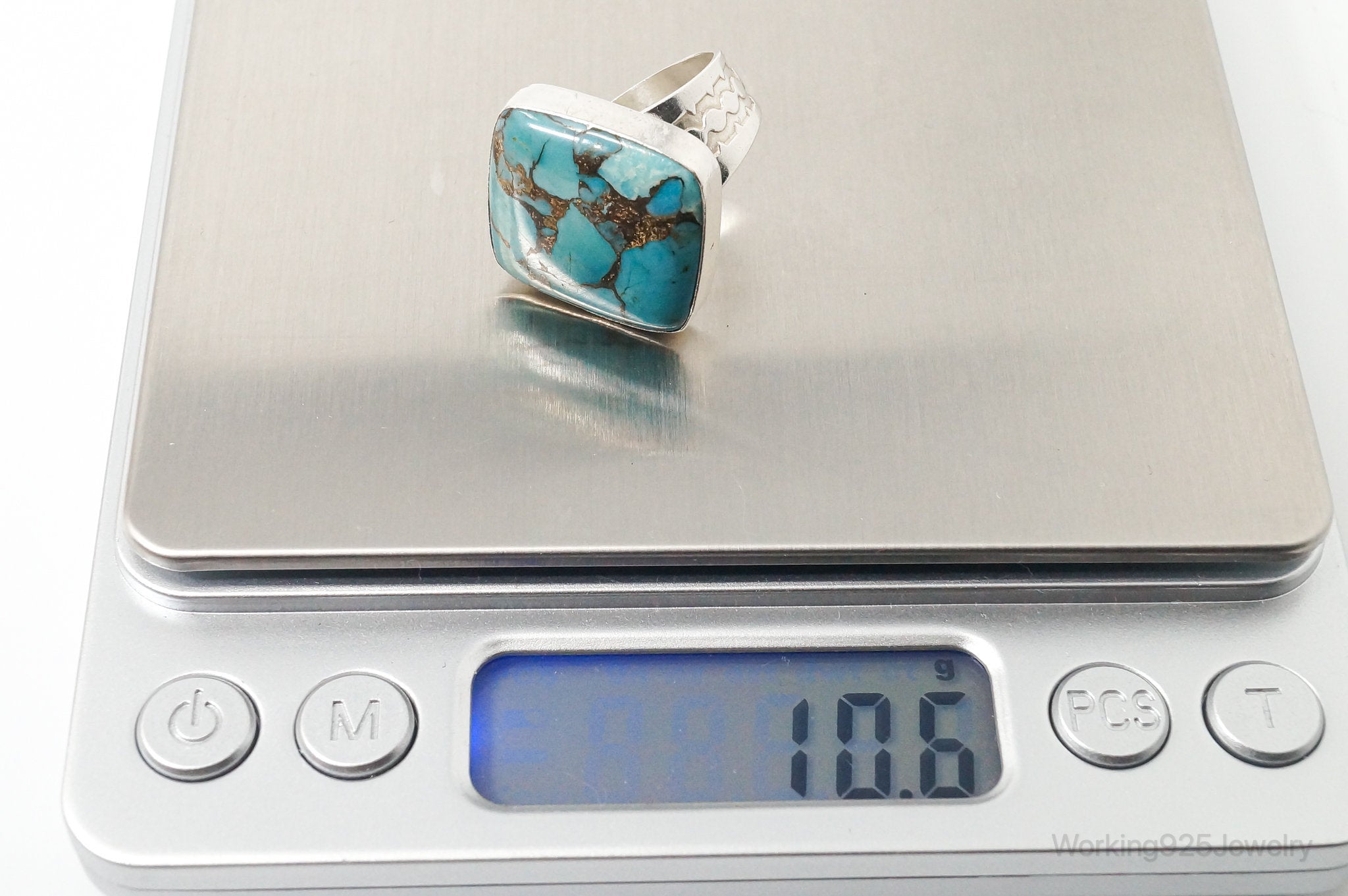 Vintage Designer Desert Rose Trading DTR Turquoise Sterling Silver Ring - 6