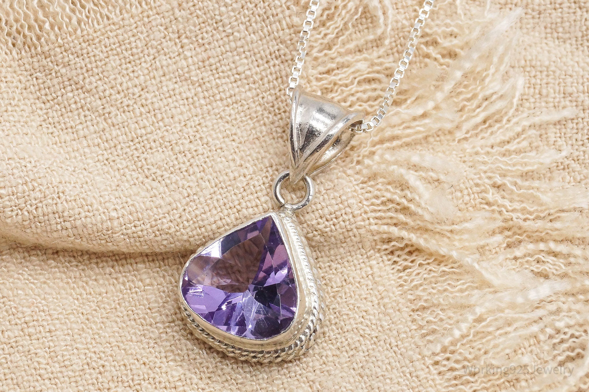 Vintage Amethyst Sterling Silver Necklace 18"