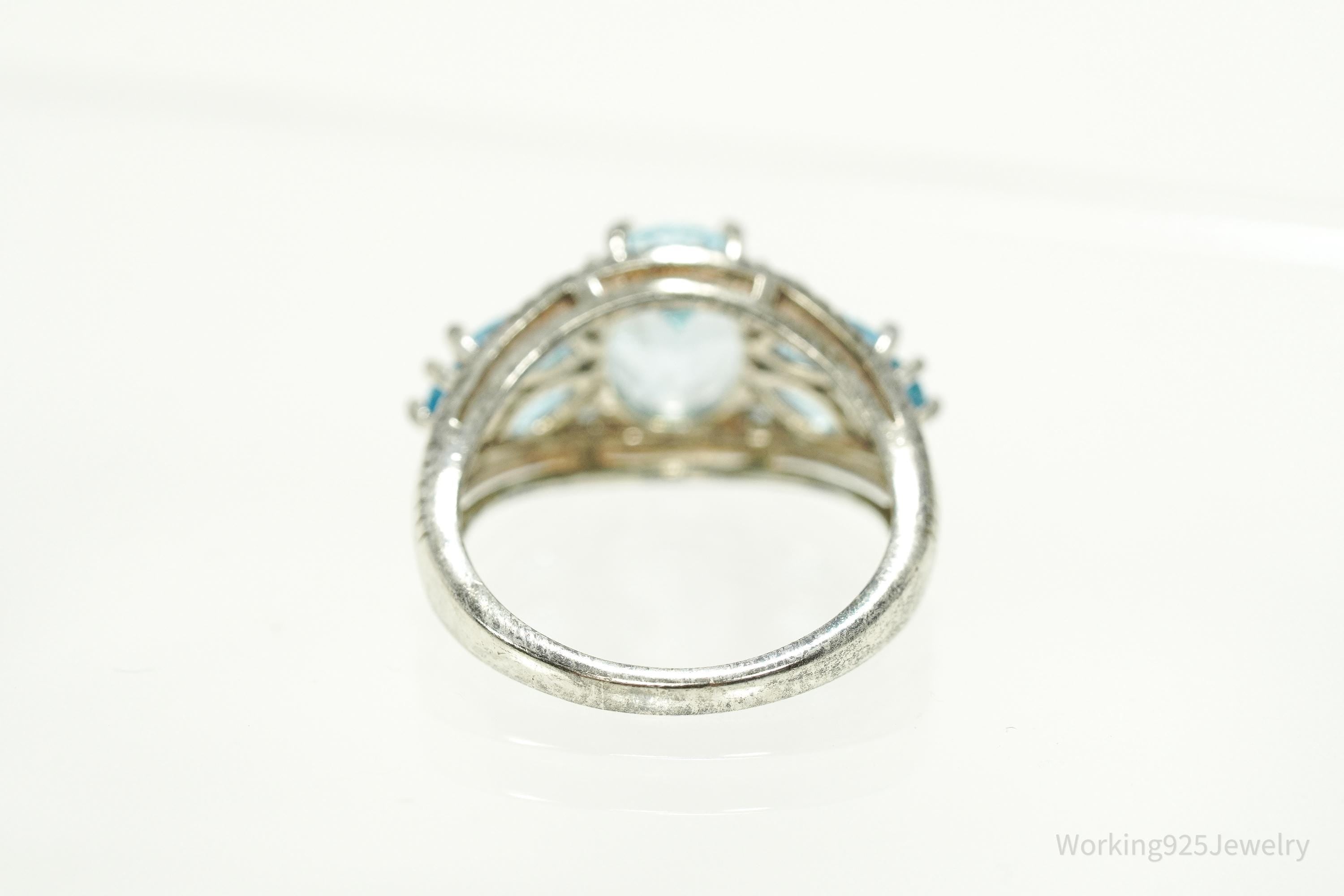 Vintage Blue Topaz Sterling Silver Ring - Size 5