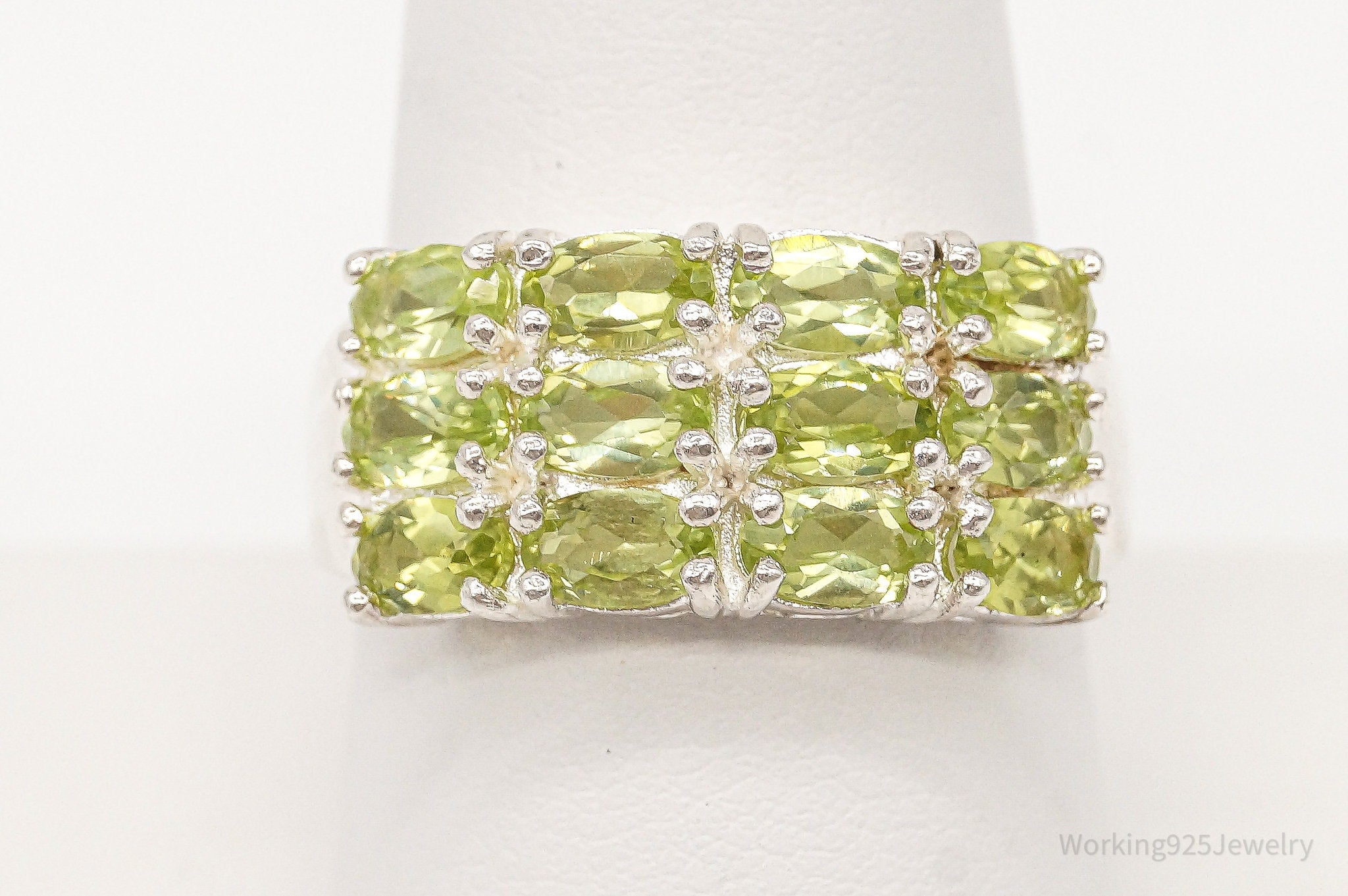 Vintage Peridot Sterling Silver Ring - Size 9