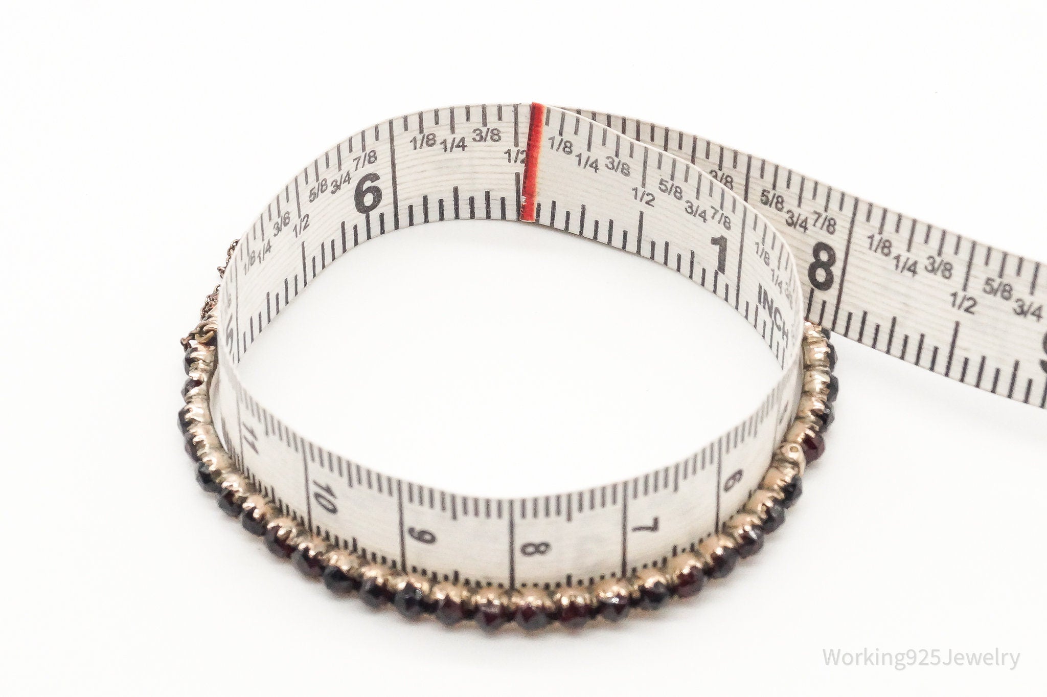 Antique Victorian Bohemian Garnet Rose Gold Over Silver Bracelet