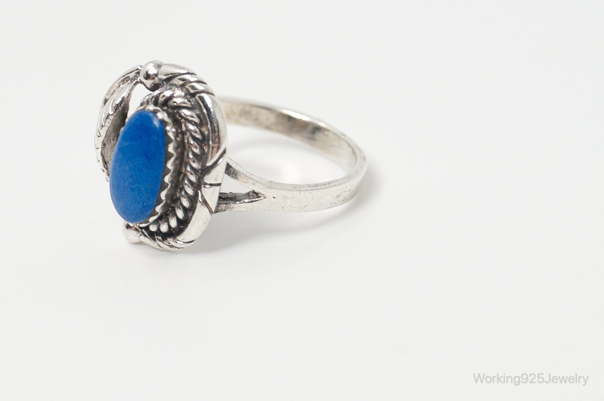 Vintage Native American Unsigned Lapis Lazuli Sterling Silver Ring - Sz 8.75