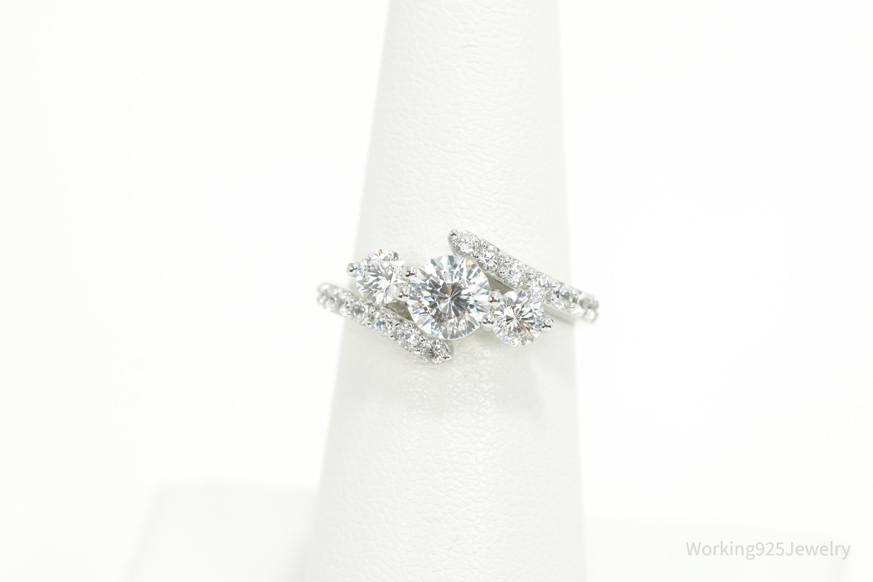 Vintage JCM Cubic Zirconia Sterling Silver Ring - Size 6