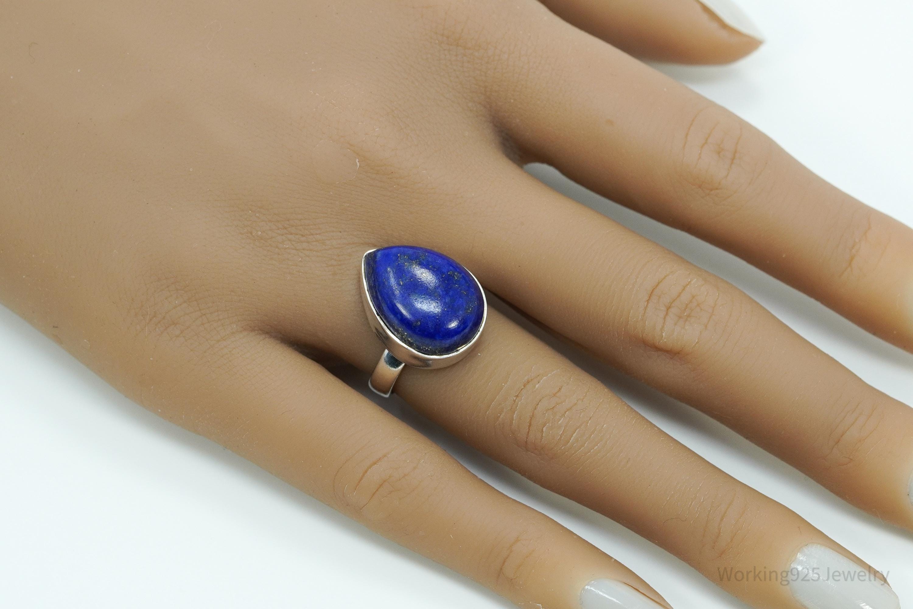 Vintage Lapis Lazuli Sterling Silver Ring - Size 7.25