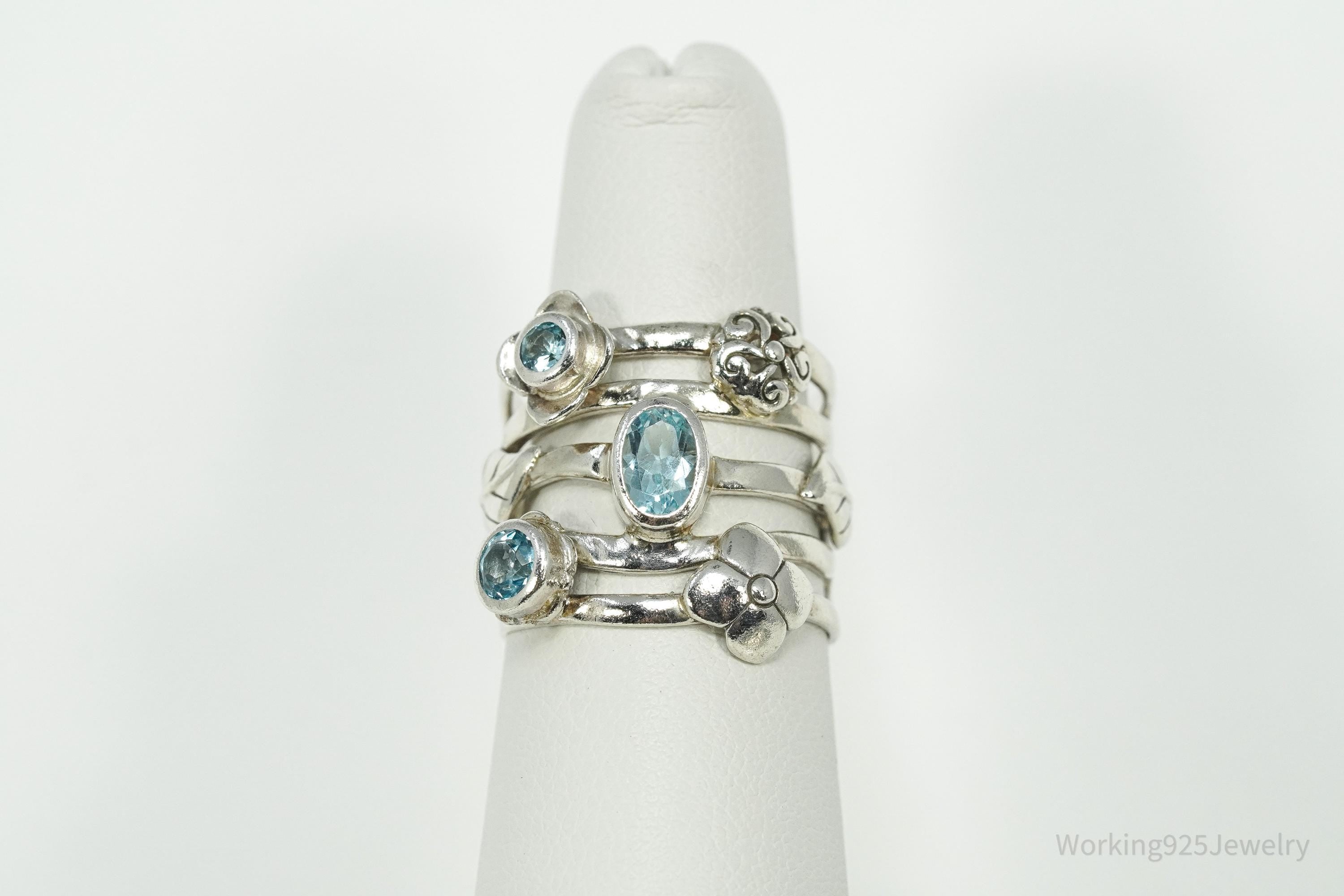 Vintage Janice Girardi Blue Topaz Sterling Silver Ring - Size 6.25