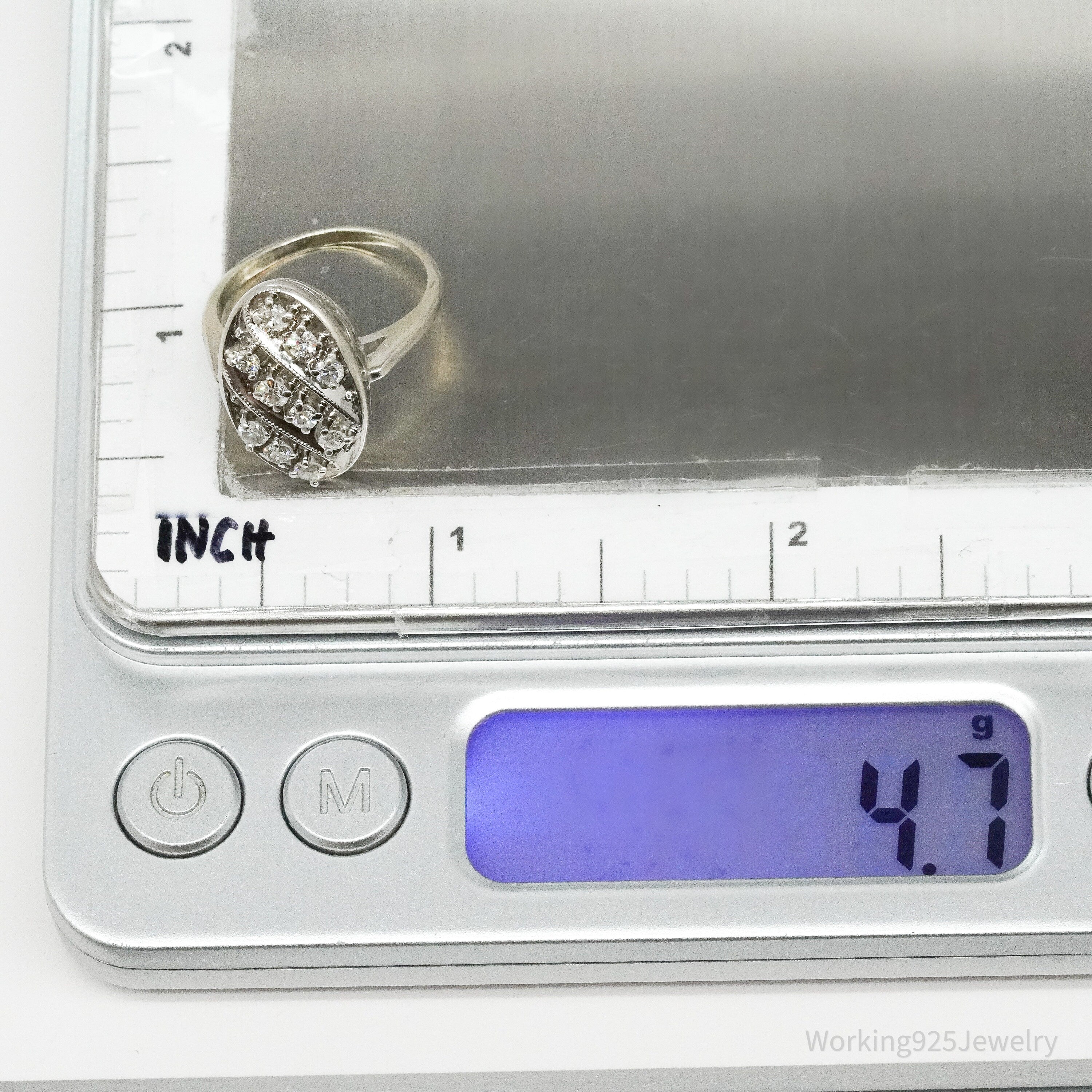 Art Deco 14K White Gold & Diamond Ring Size - 4.75