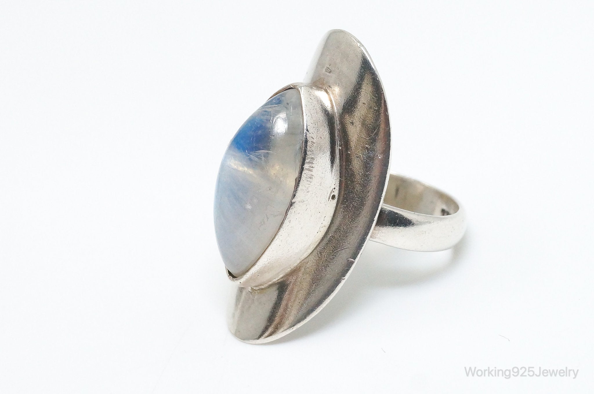 Vintage Moonstone Sterling Silver Ring - Size 8.25 Adjustable