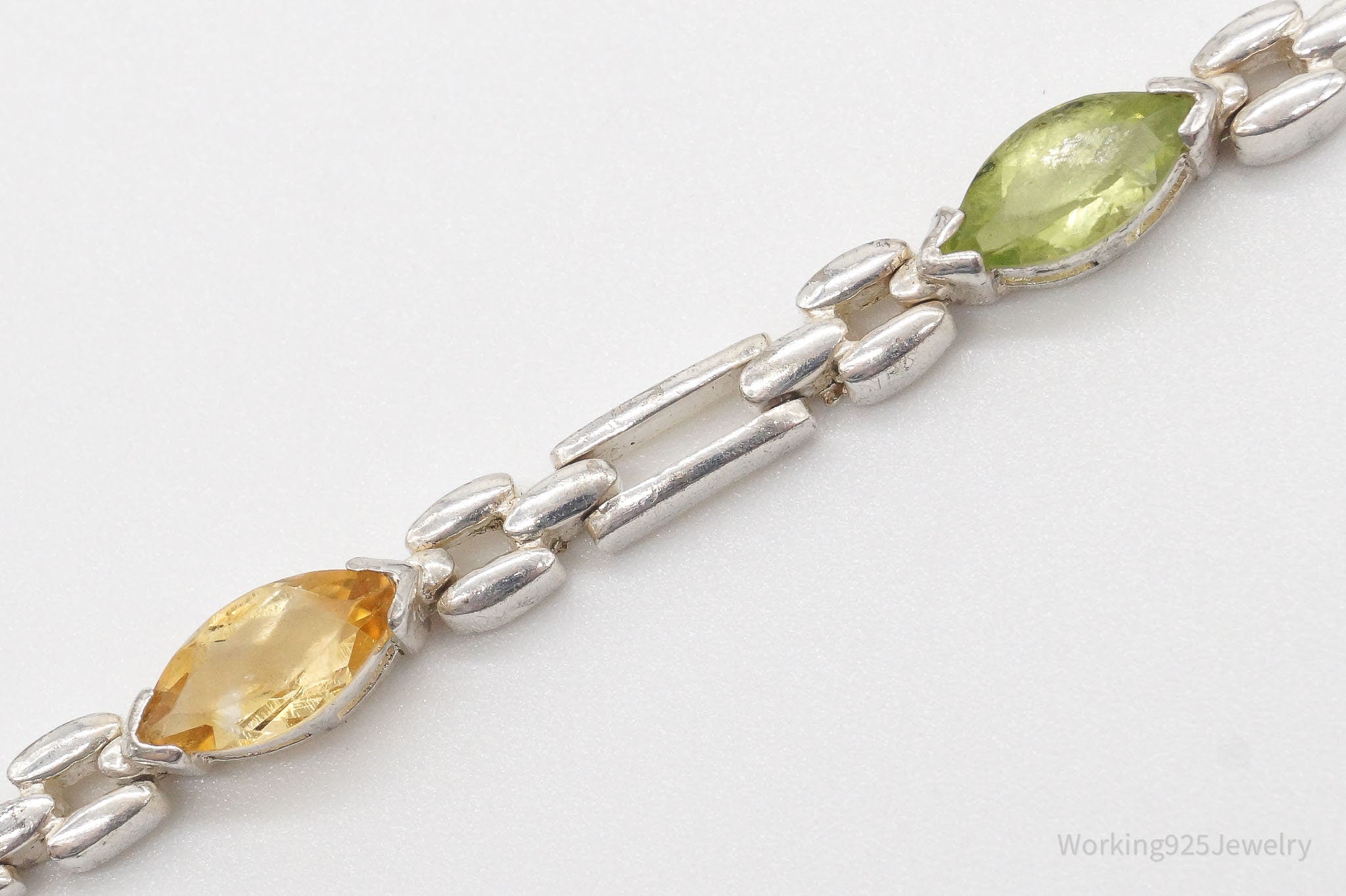 Vintage Multi Gemstones Sterling Silver Bracelet