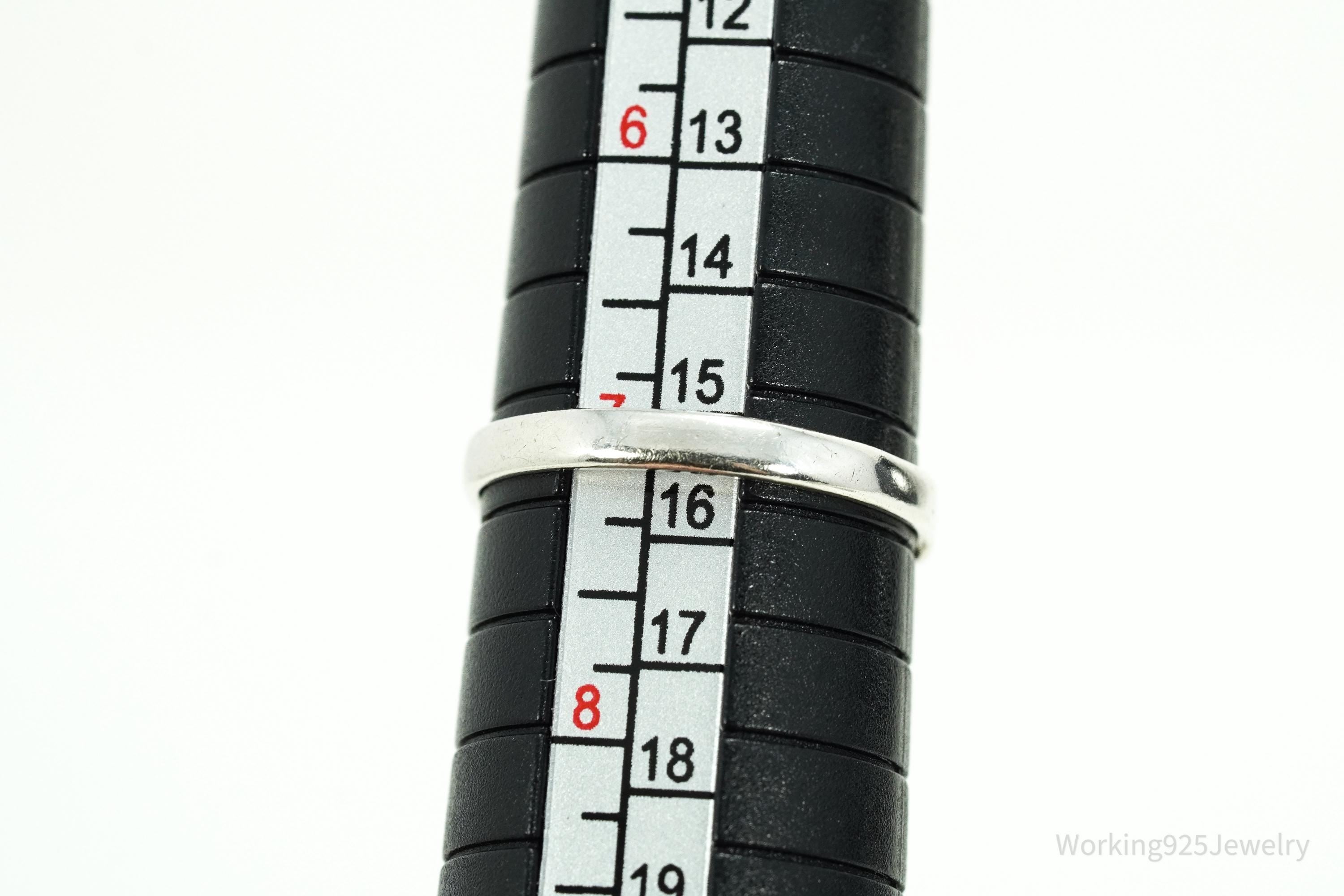 Vintage Native Bell Trading Post Hematite Sterling Silver Ring - Size 7