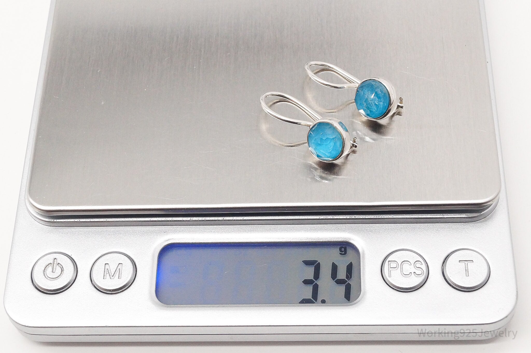 Vintage Blue Apatite Sterling Silver Earrings