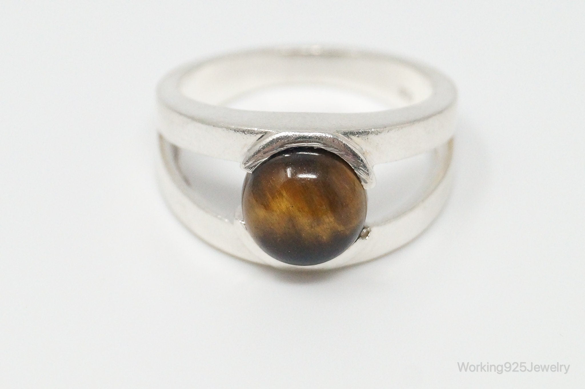 Vintage Tigers Eye Sterling Silver Ring - Size 6.75