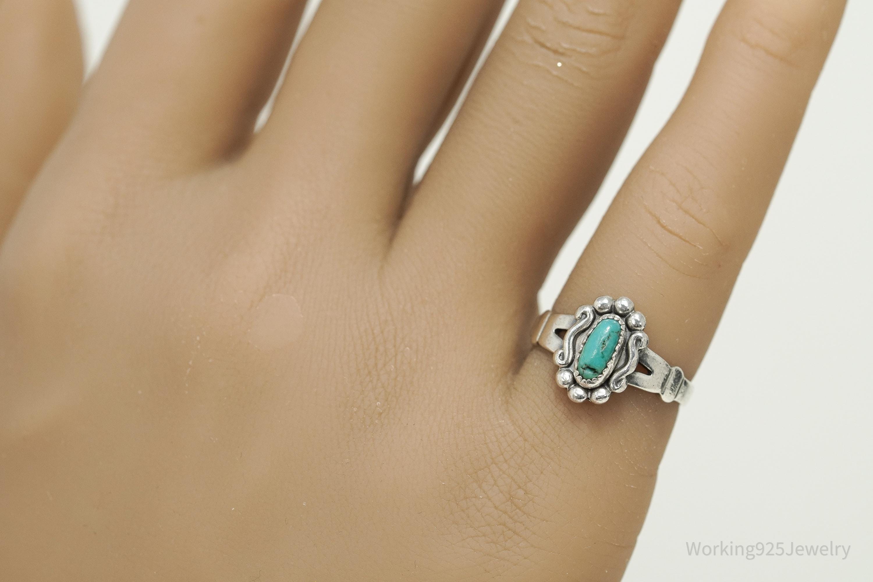 Vintage Native Bell Trading Post Turquoise Sterling Silver Ring - Size 5.25