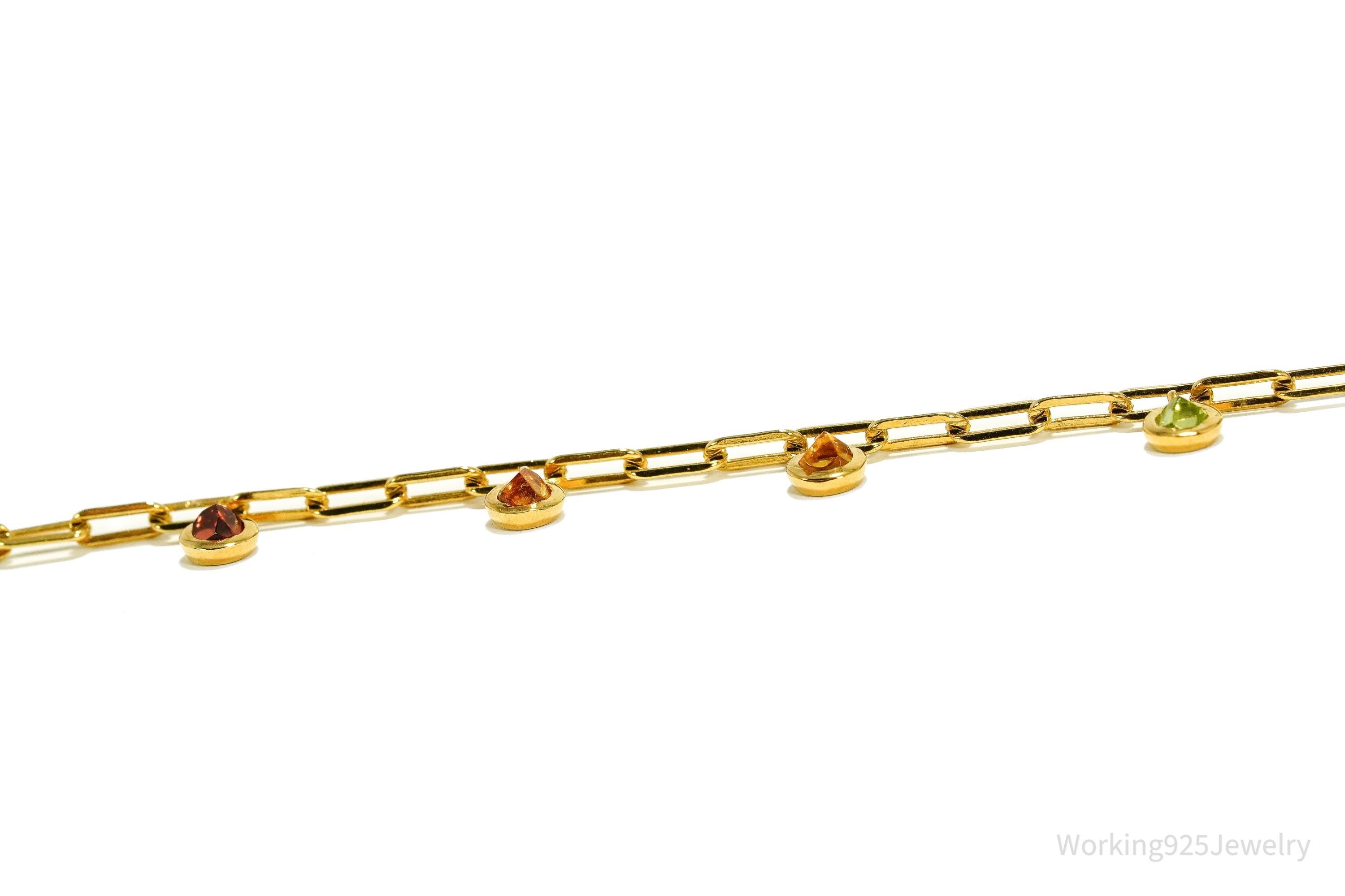 GEMX Multi Gemstone 18K Yellow Gold Vermeil Sterling Silver Bracelet - 8 1/8"