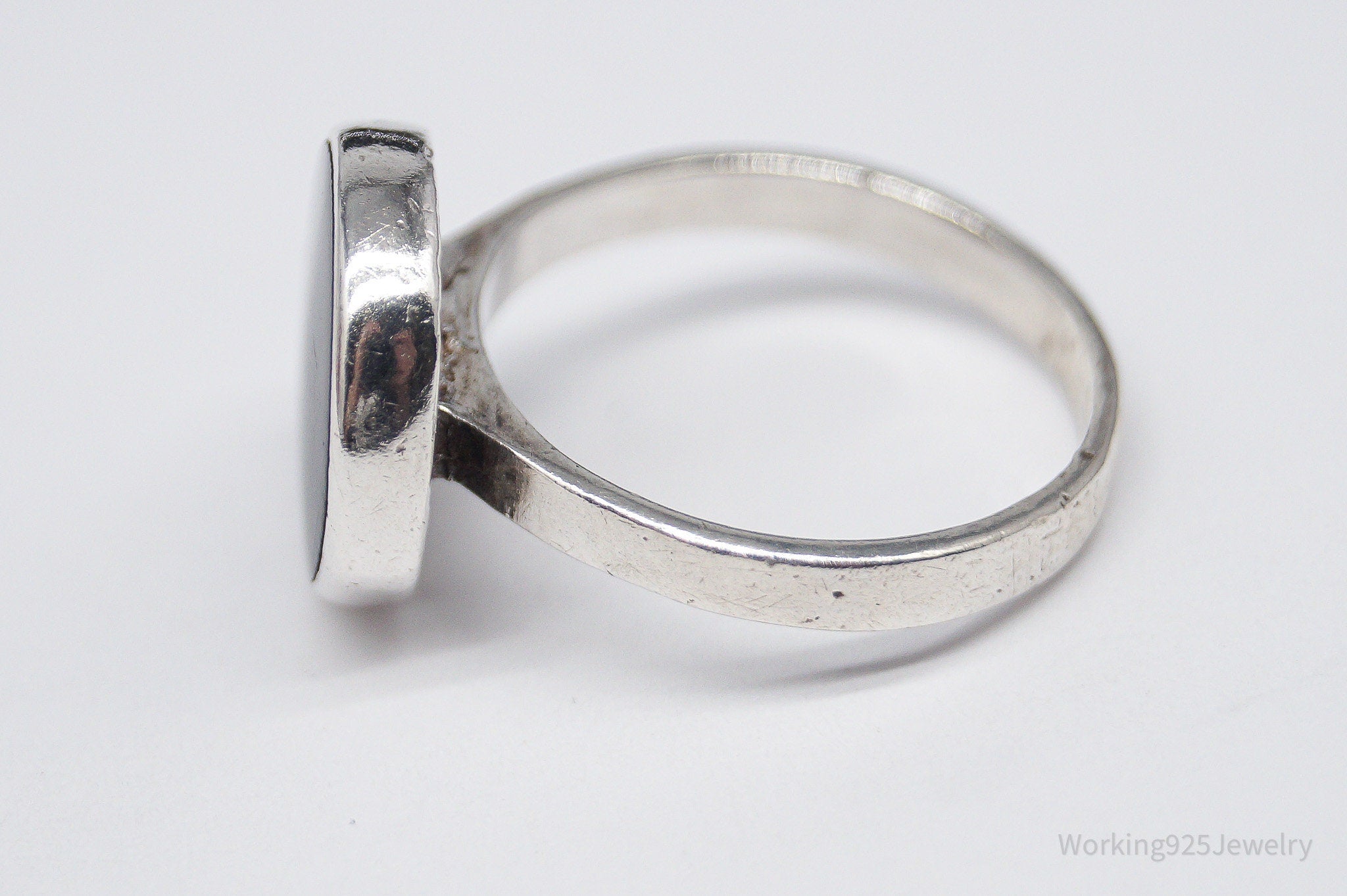 Vintage Black Onyx Sterling Silver Ring - Size 6.25