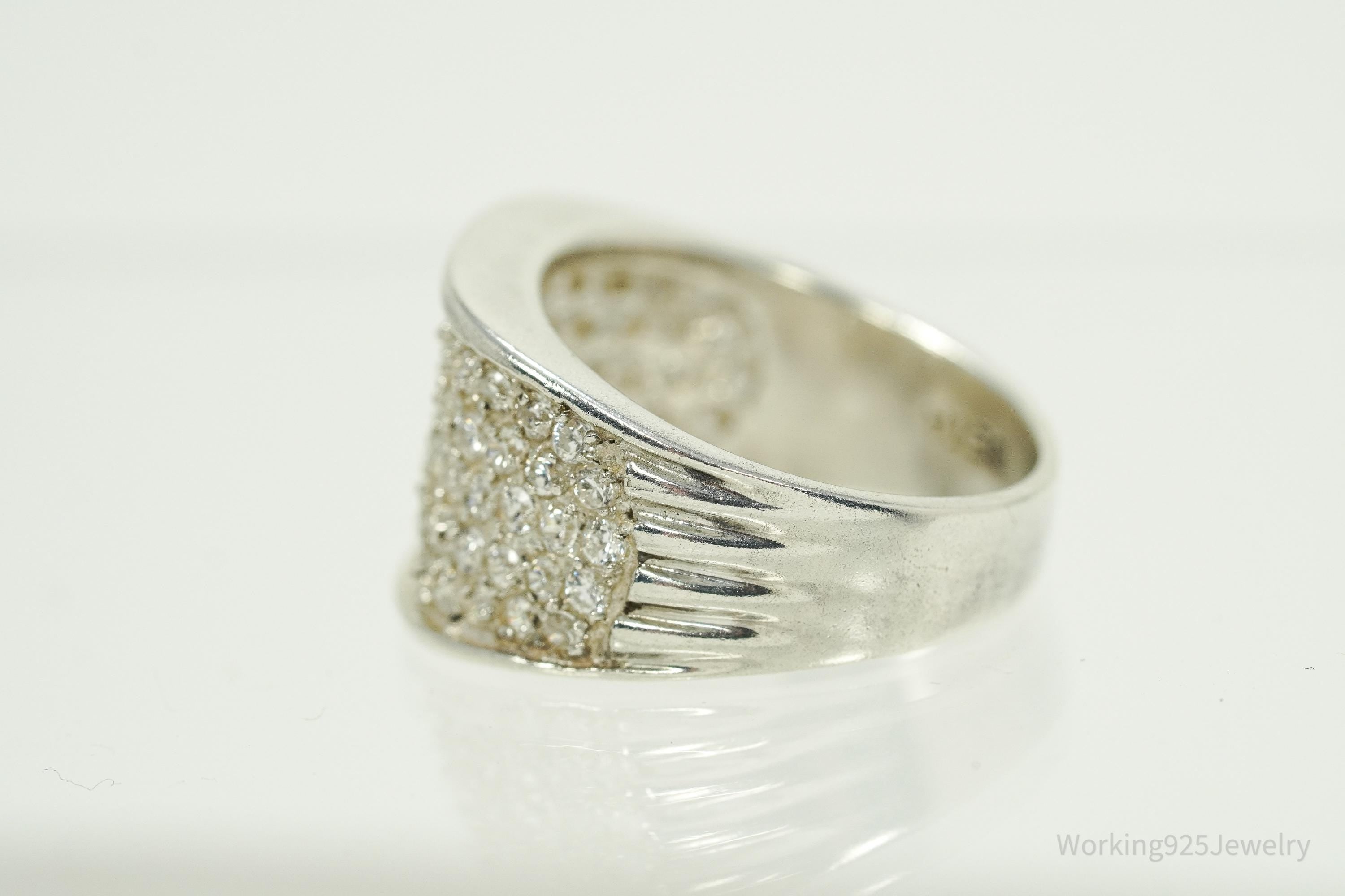 Vintage SETA Cubic Zirconia Sterling Silver Band Ring - Size 9