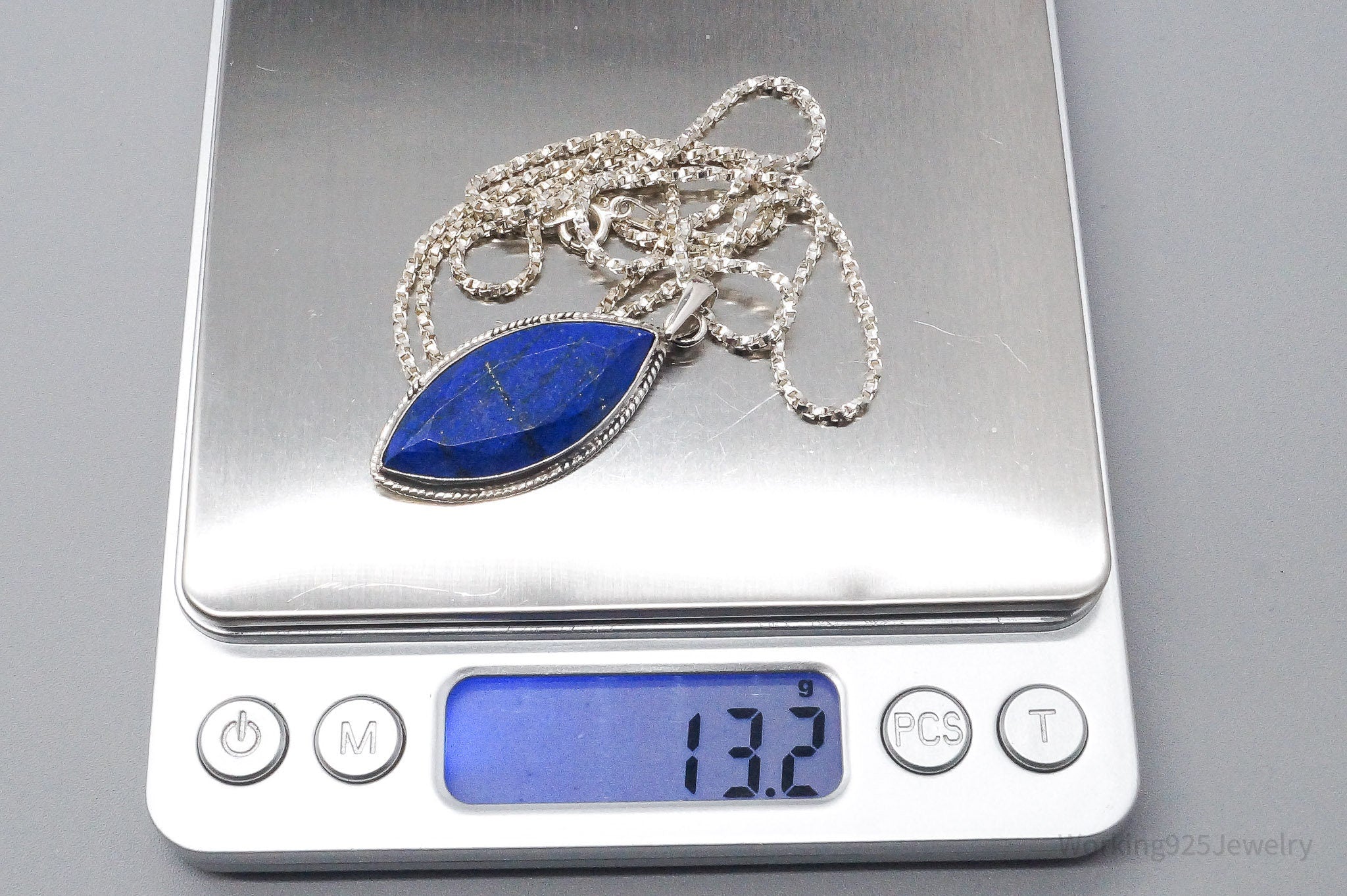 Vintage Lapis Lazuli Sterling Silver Necklace 24"