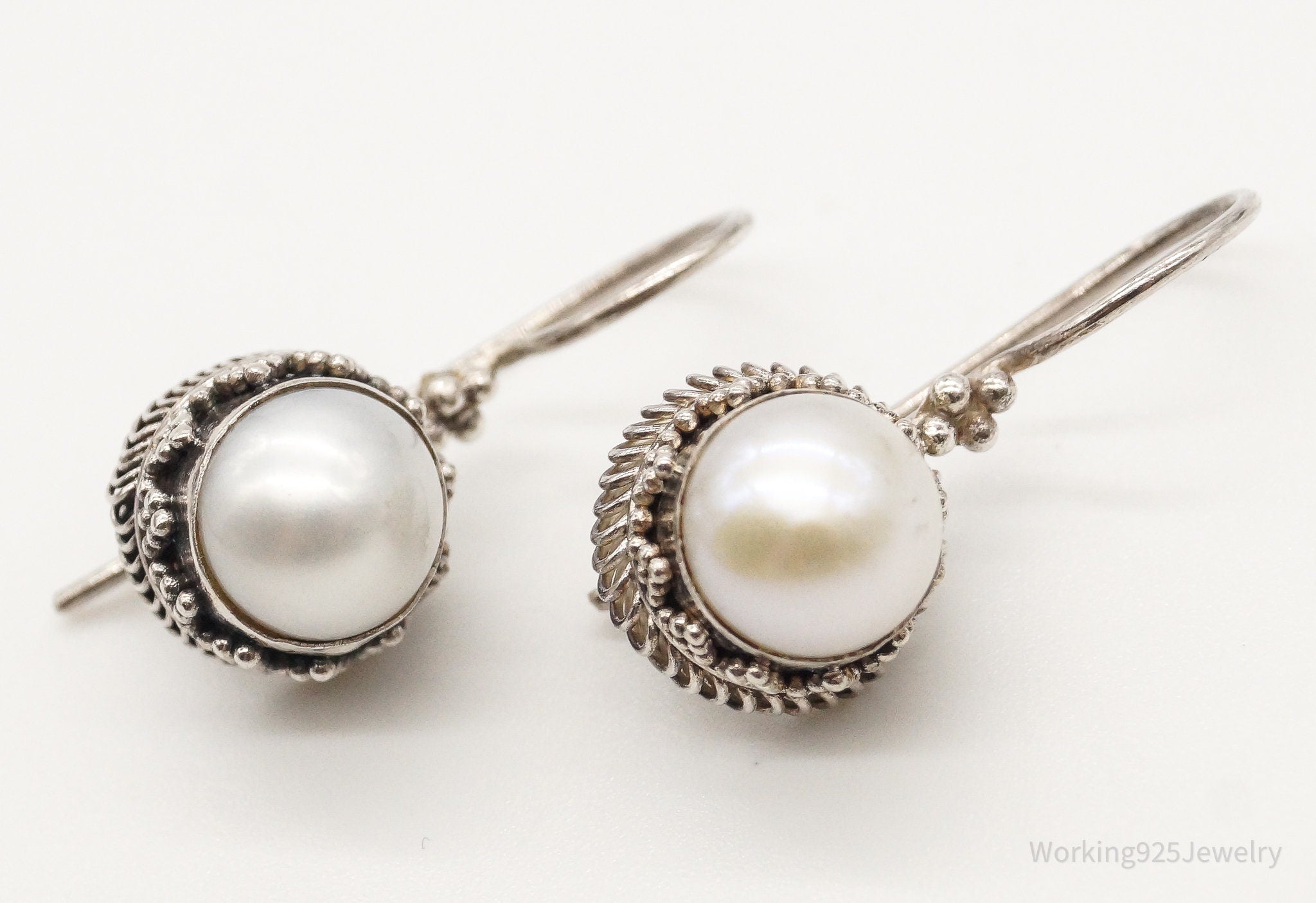 Vintage Pearl Sterling Silver Earrings