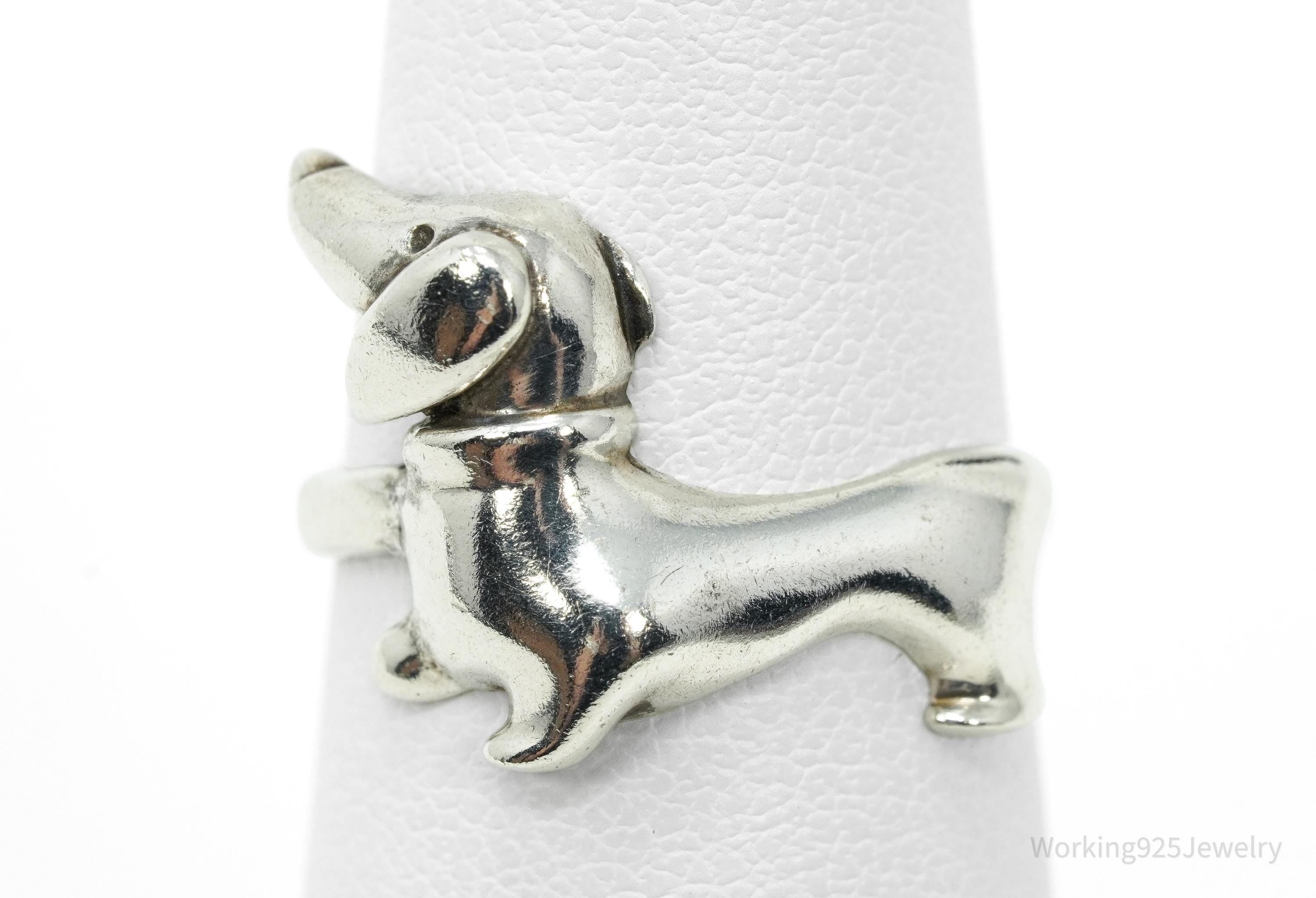 Vintage Dachshund Sterling Silver Ring - Size 6