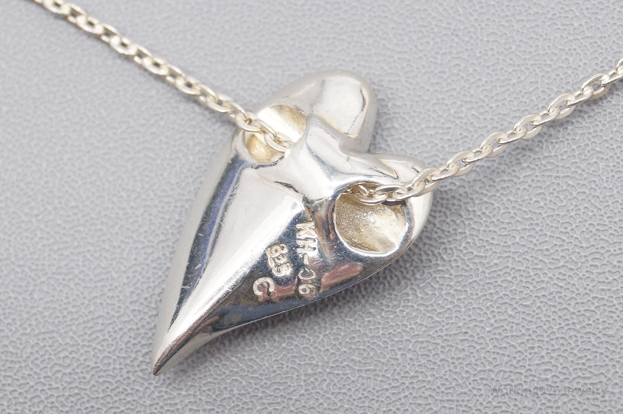 Vintage Kit Heath Modernist Heart Sterling Silver Chain Necklace - 16"