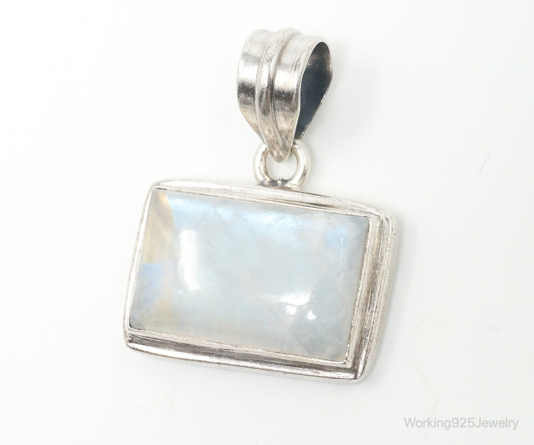 Vintage Large Moonstone Sterling Silver Necklace Pendant