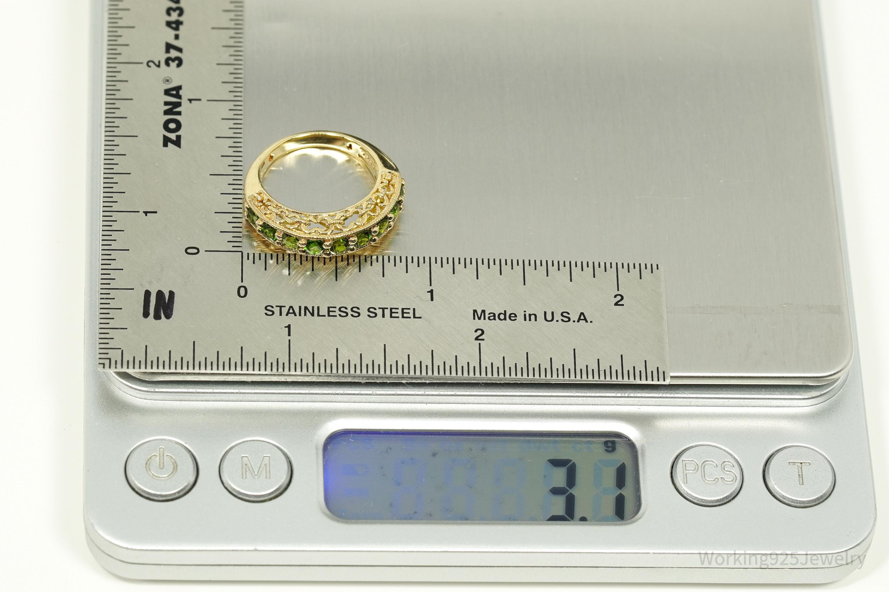 Pinctore Green Chrome Diopside Gold Over Sterling Silver Ring - Size 5