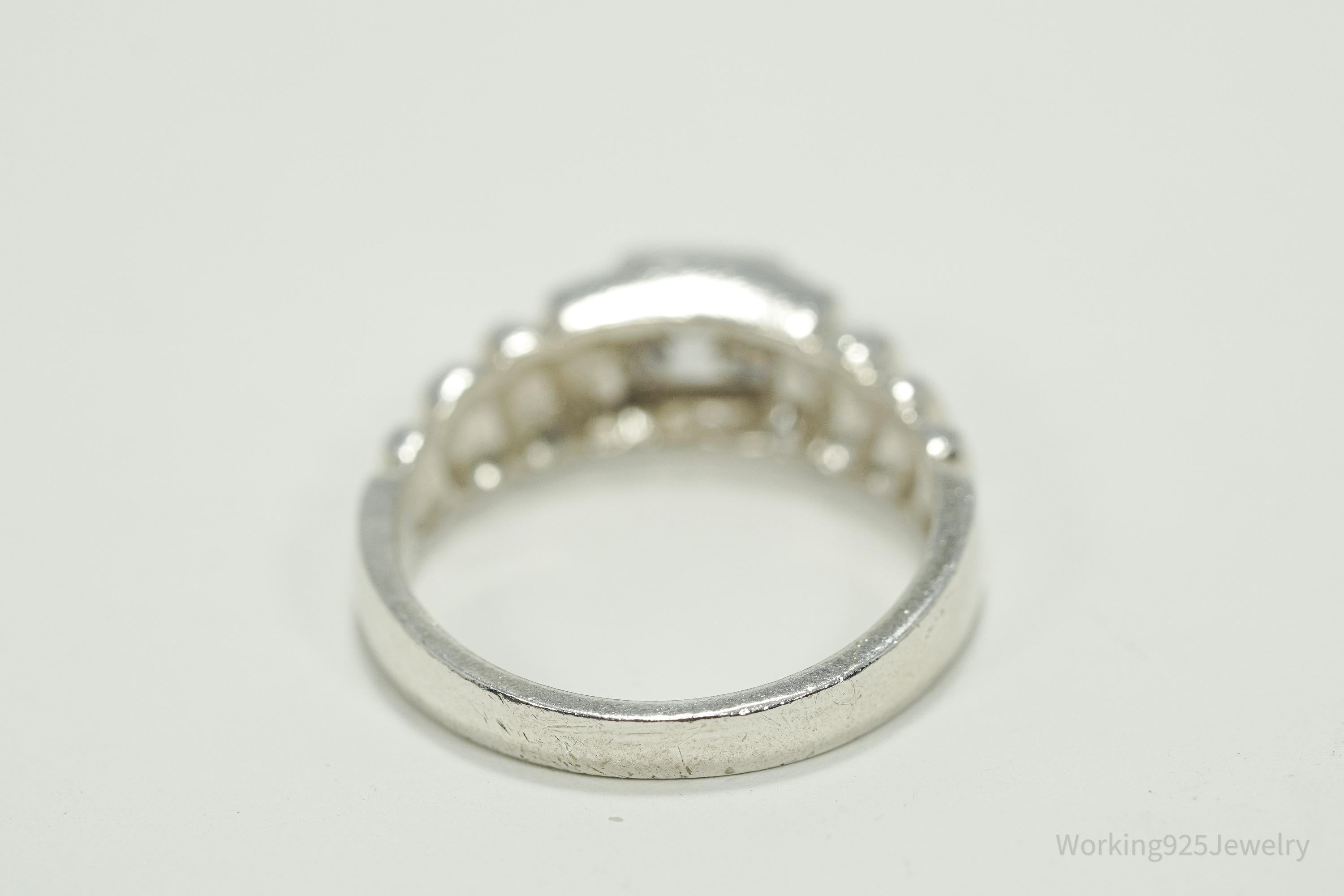 Vintage Cubic Zirconia Gold Vermeil Sterling Silver Ring - Size 6.75