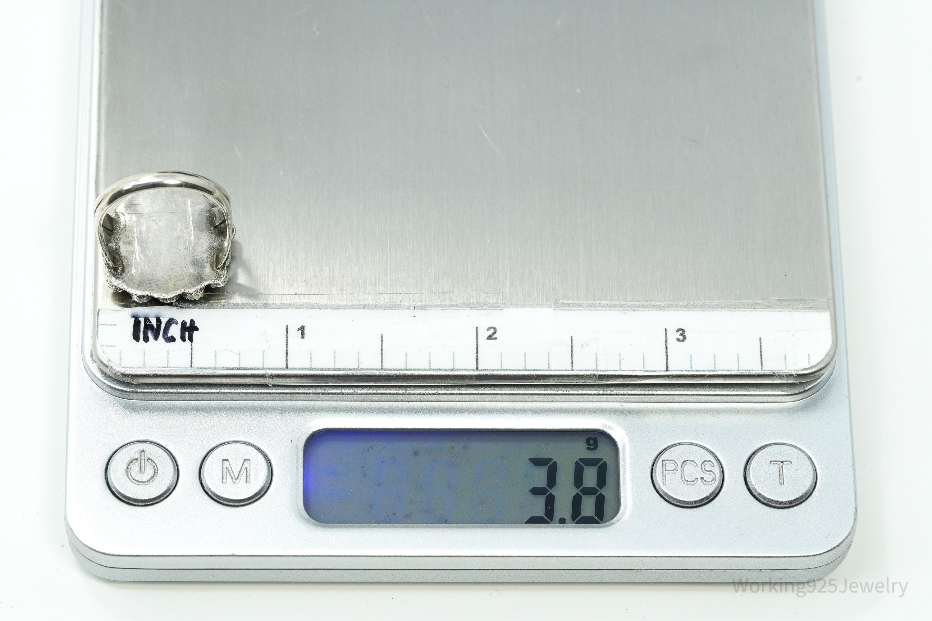 Vintage Native American Turquoise Unsigned Silver Ring - Size 6