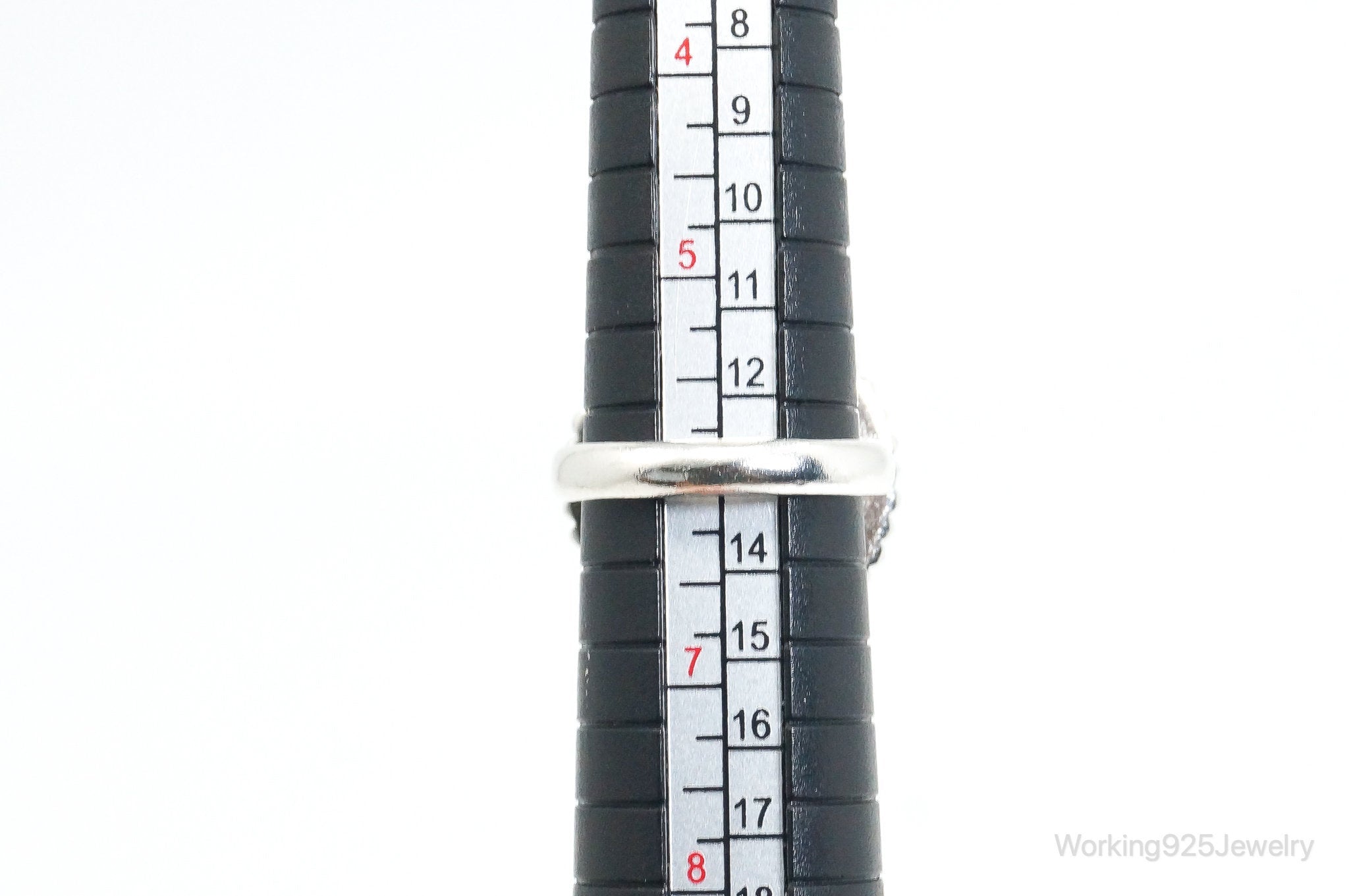 Vintage Large Purple Glass Modern Sterling Silver Ring - SZ 6