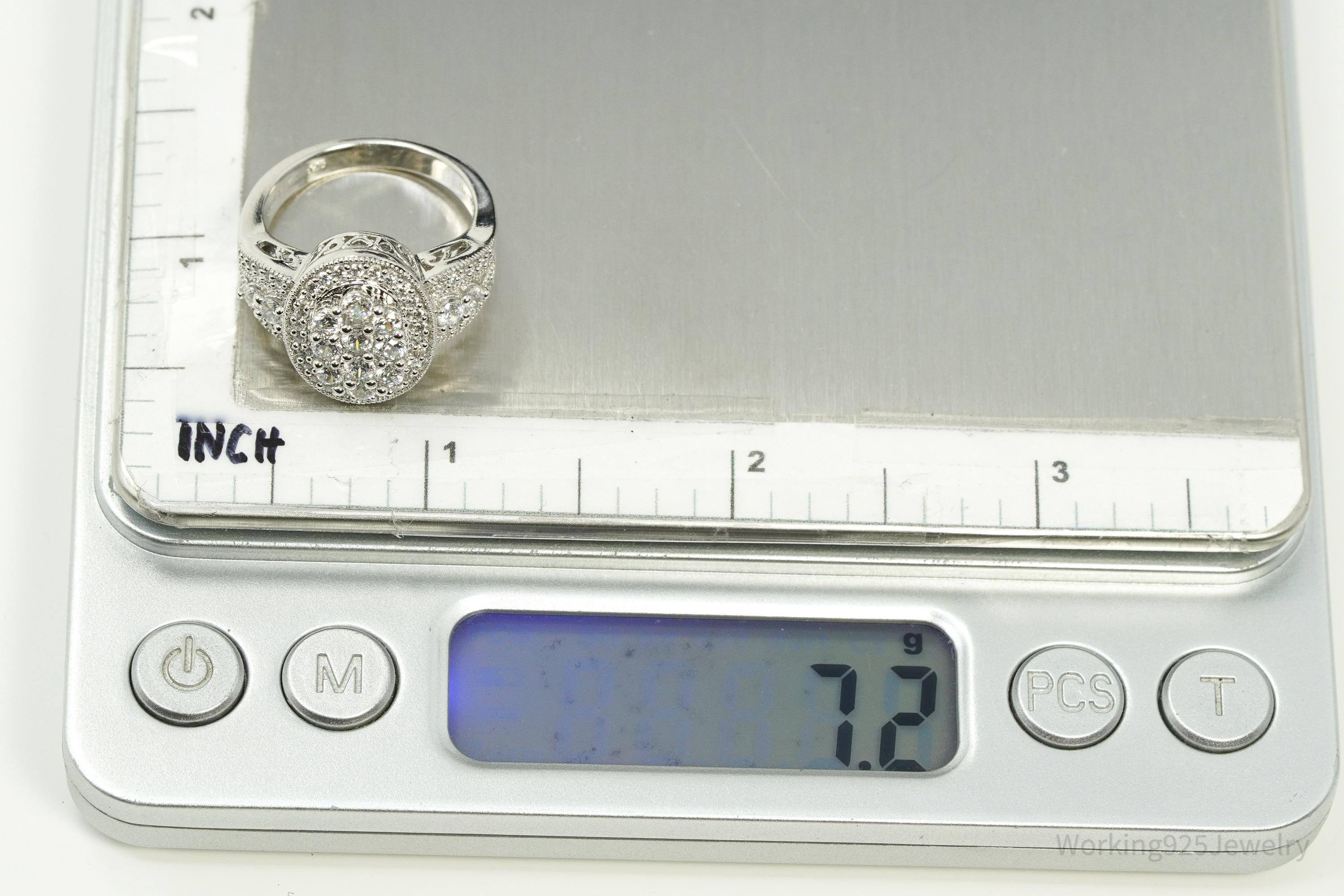 Vintage Cubic Zirconia Sterling Silver Ring - Size 7