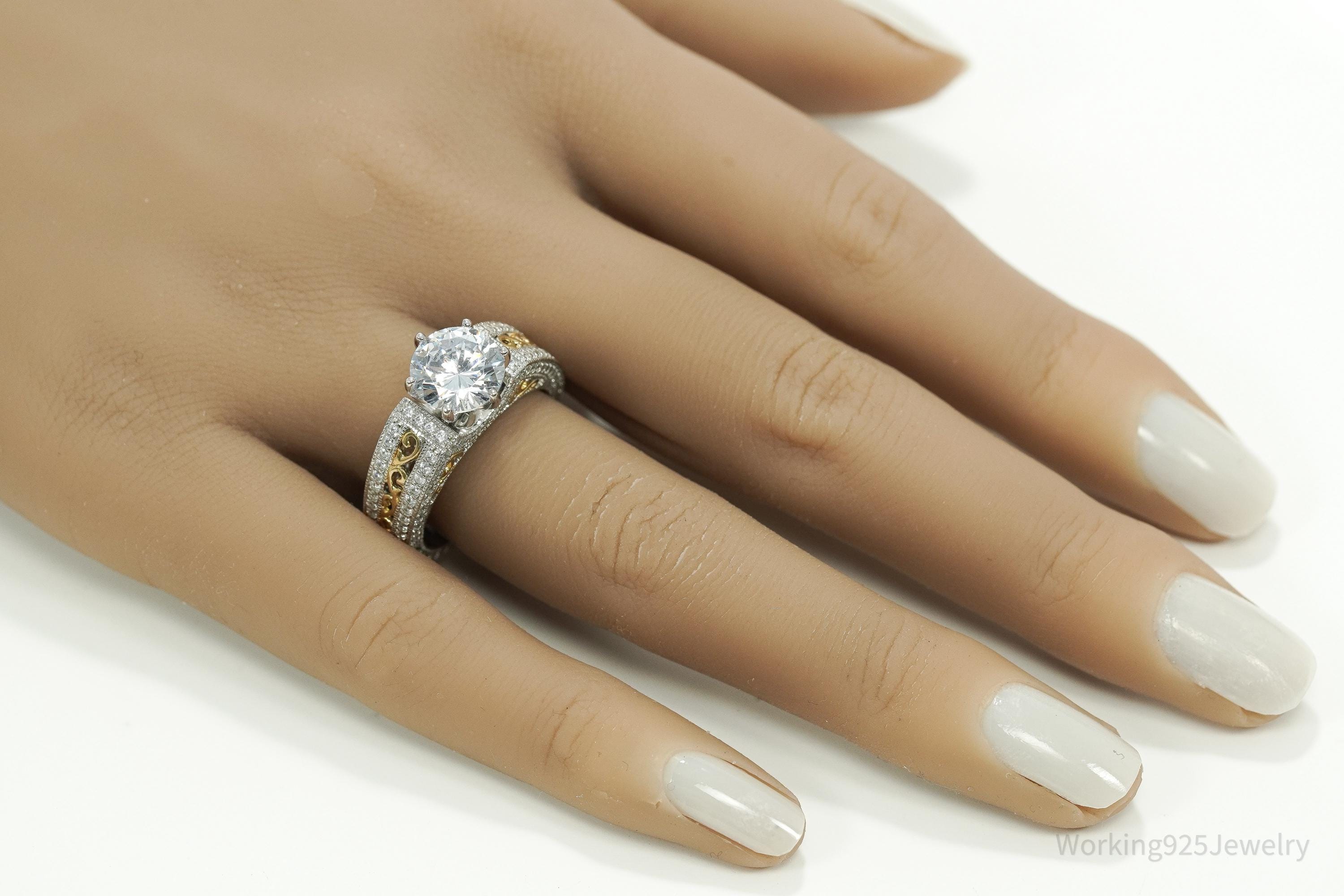 Designer Vanna K Cubic Zirconia Gold Vermeil Sterling Silver Ring - Size 8.25