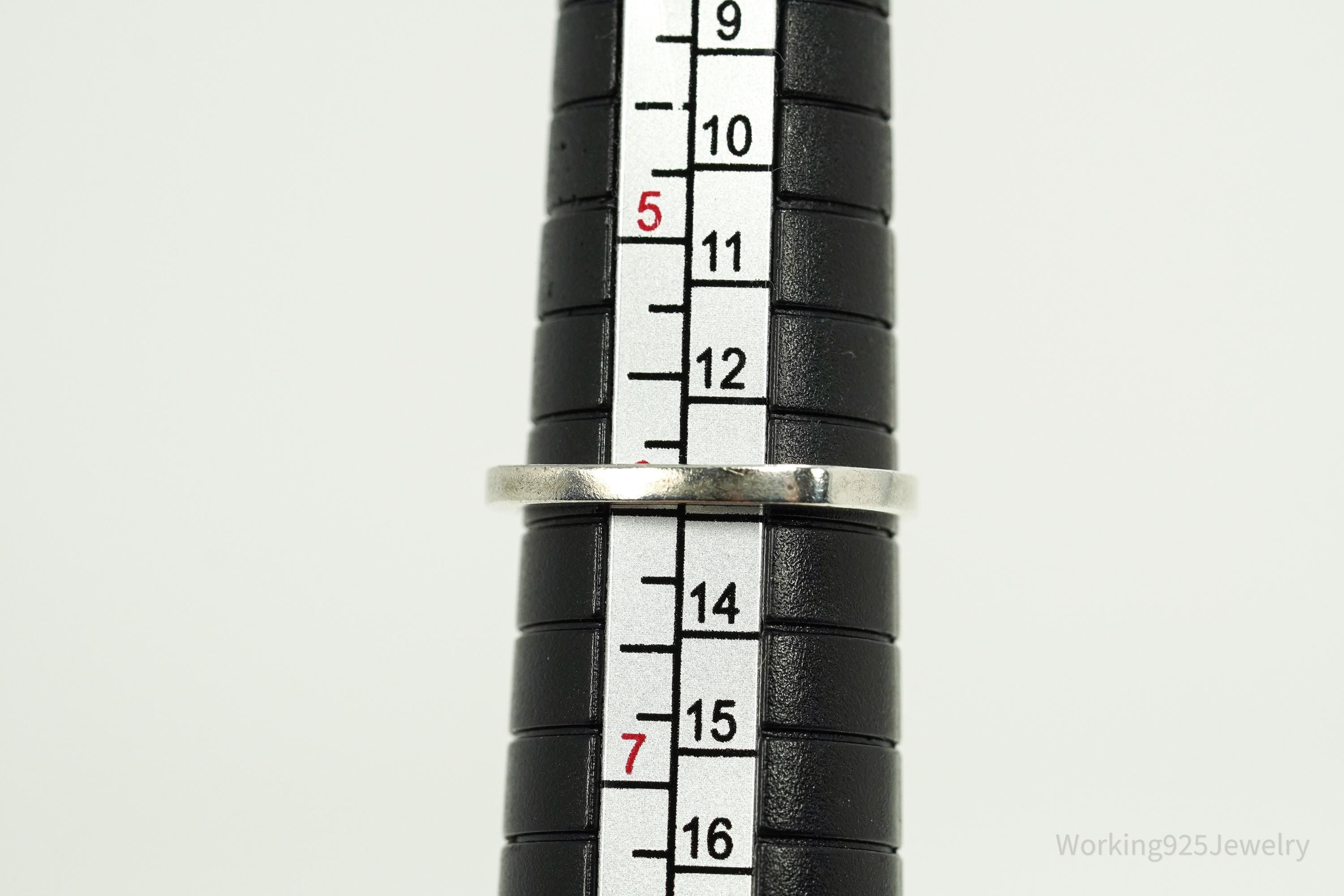 RARE Vintage Mid Century Modernist OPUS Garnet Sterling Silver Ring - Size 6