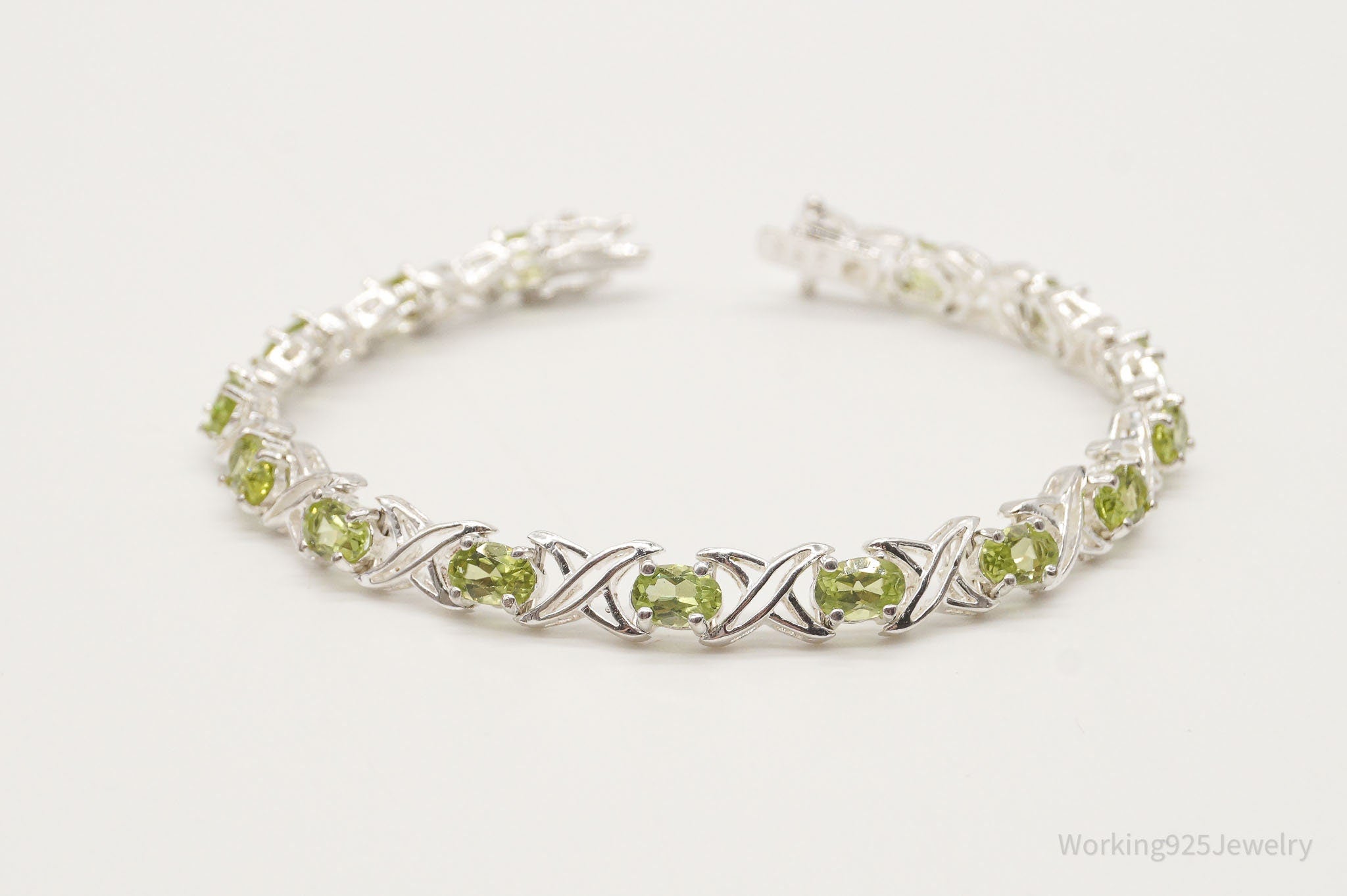 Vintage Peridot XOXO Sterling Silver Bracelet