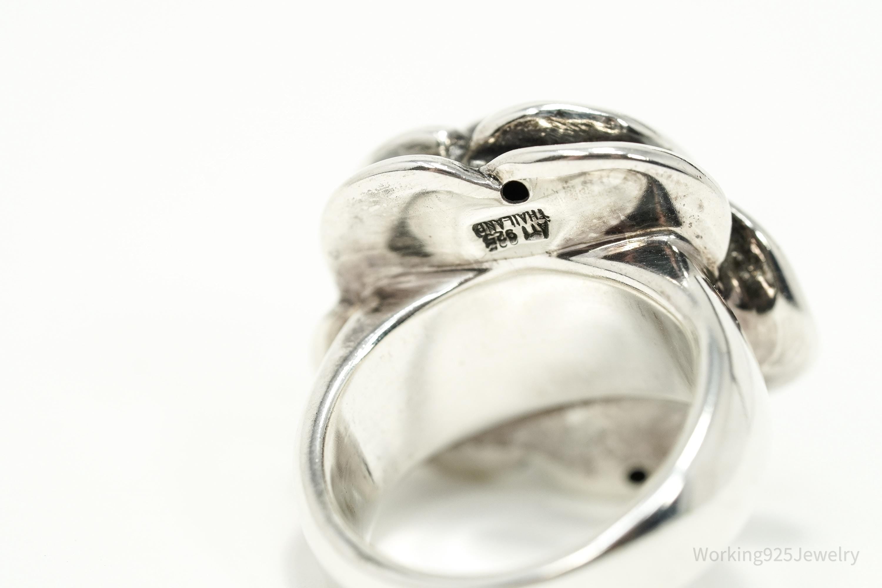 Vintage Puffy Rose Sterling Silver Hollow Ring - Size 6