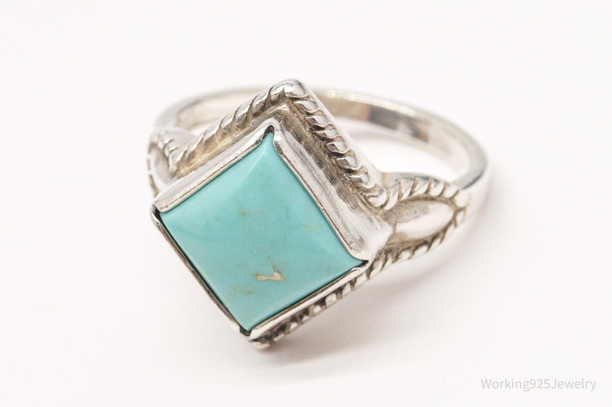 Vintage Turquoise Sterling Silver Ring - Size 5.75