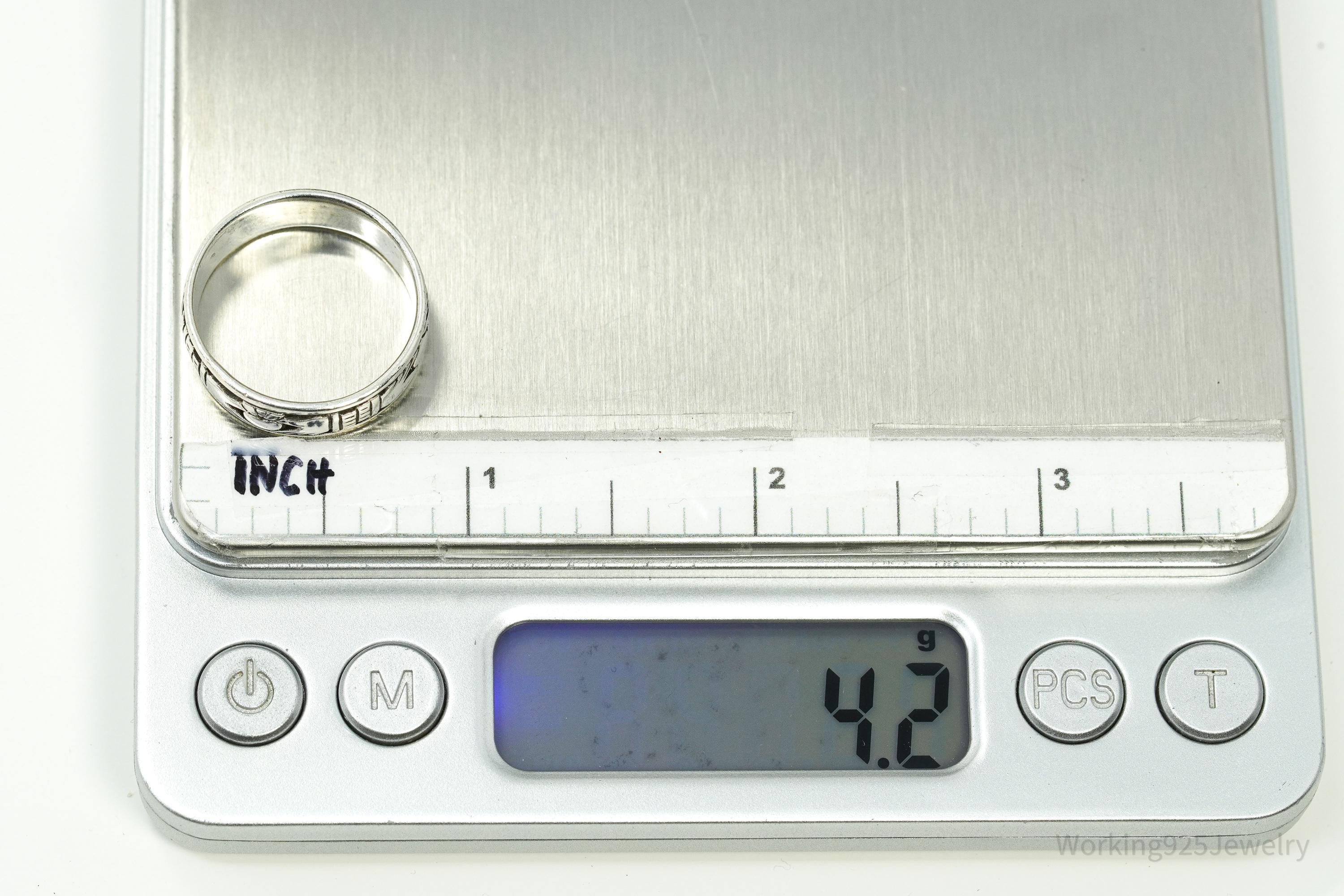 Vintage Claddagh Irish Sterling Silver Band Ring Size 9.5