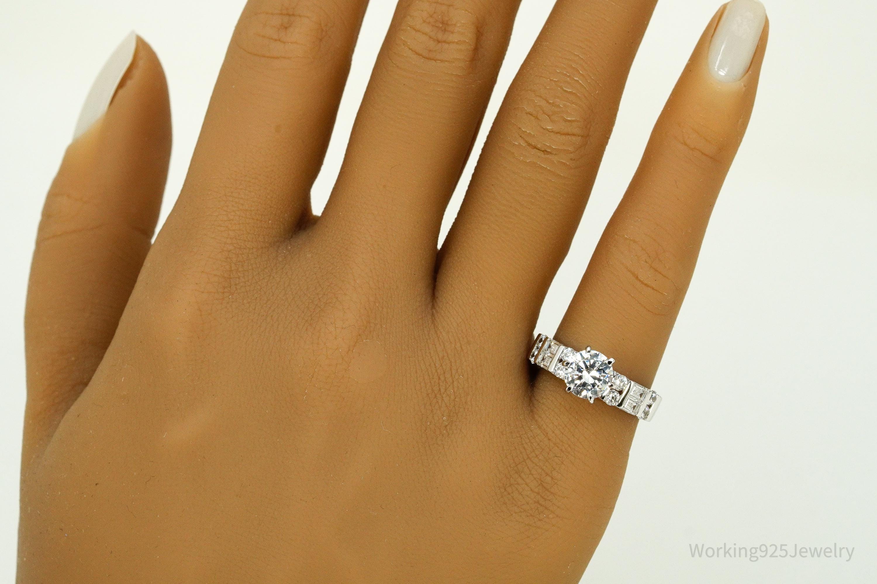 Vintage Diamonique Cubic Zirconia Sterling Silver Ring Size 6.25