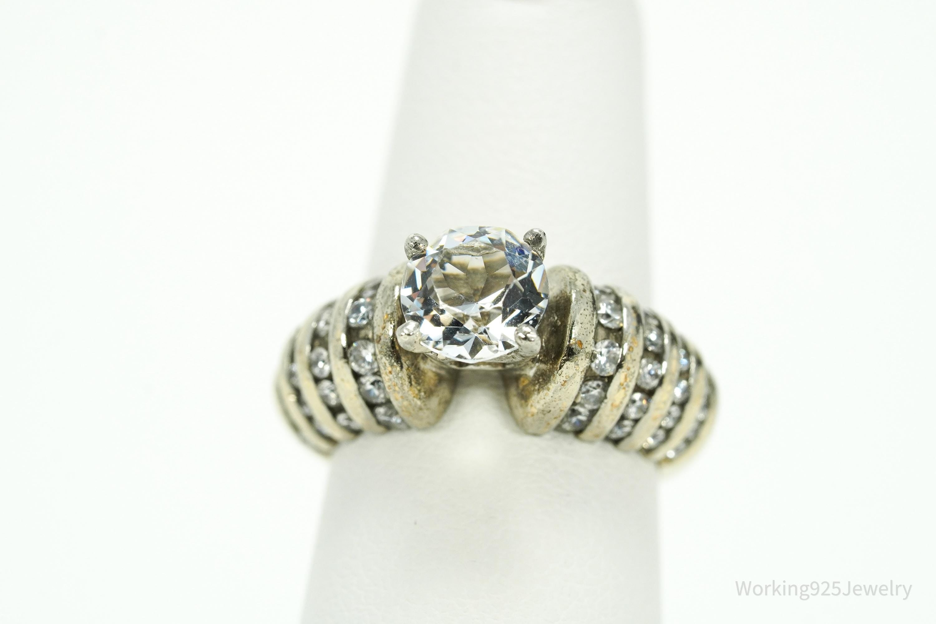 Vintage UTC Cubic Zirconia Gold Vermeil Sterling Silver Ring Size 5.5