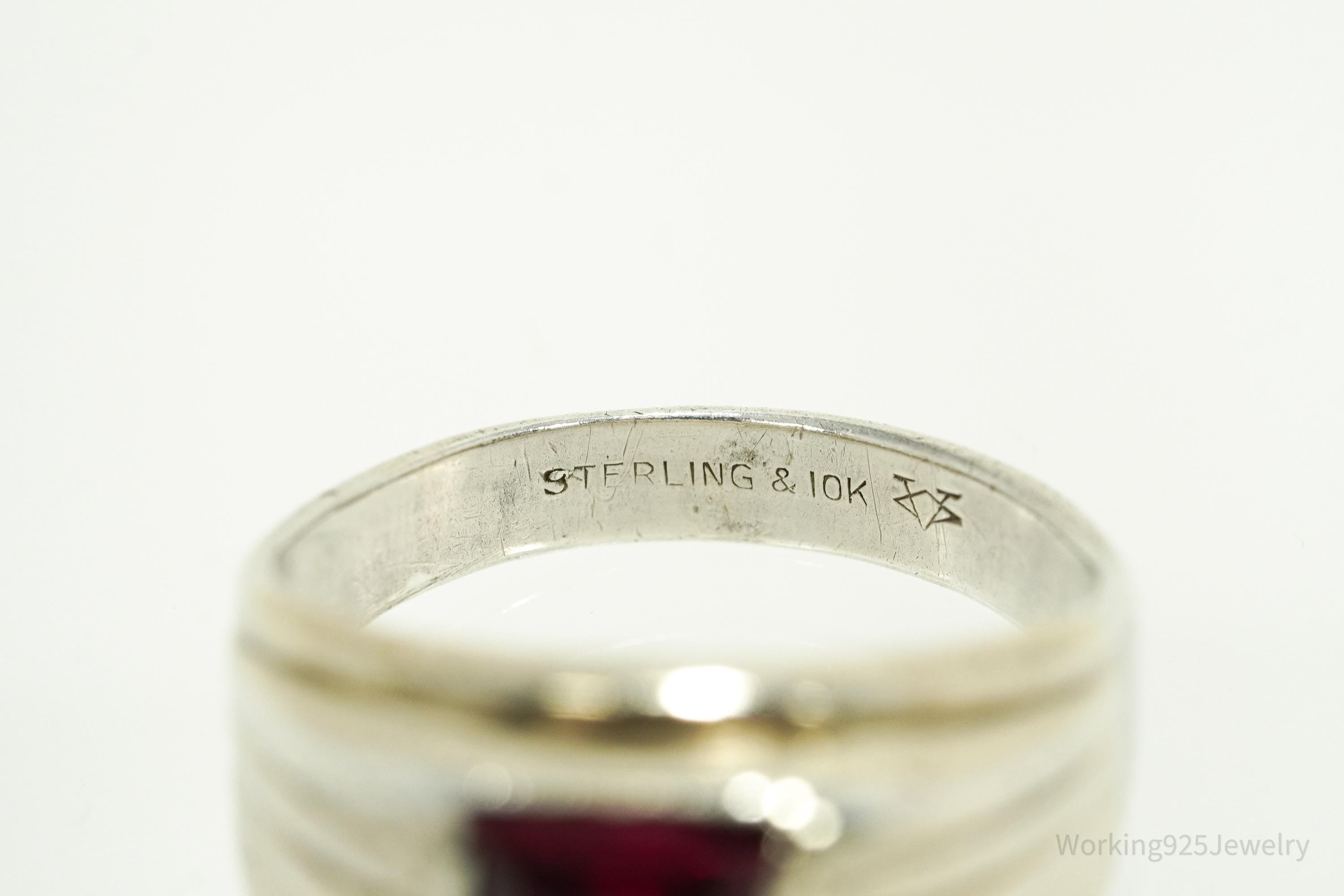 Vintage Vargas Mfg. Co. Ruby 10K Gold & Sterling Silver Ring - Size 10.5