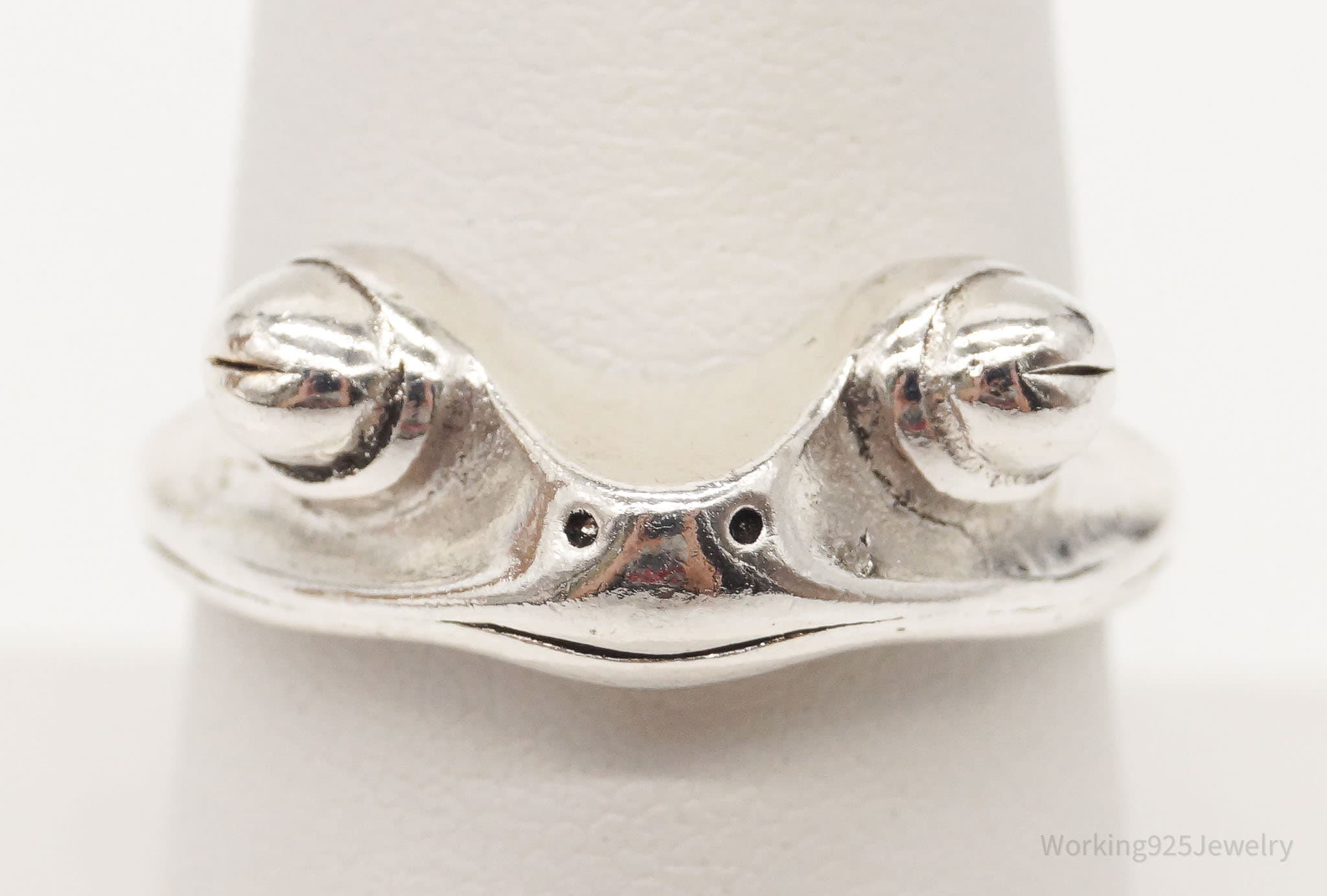 Vintage Frog Sterling Silver Ring - Size 8 Adjustable