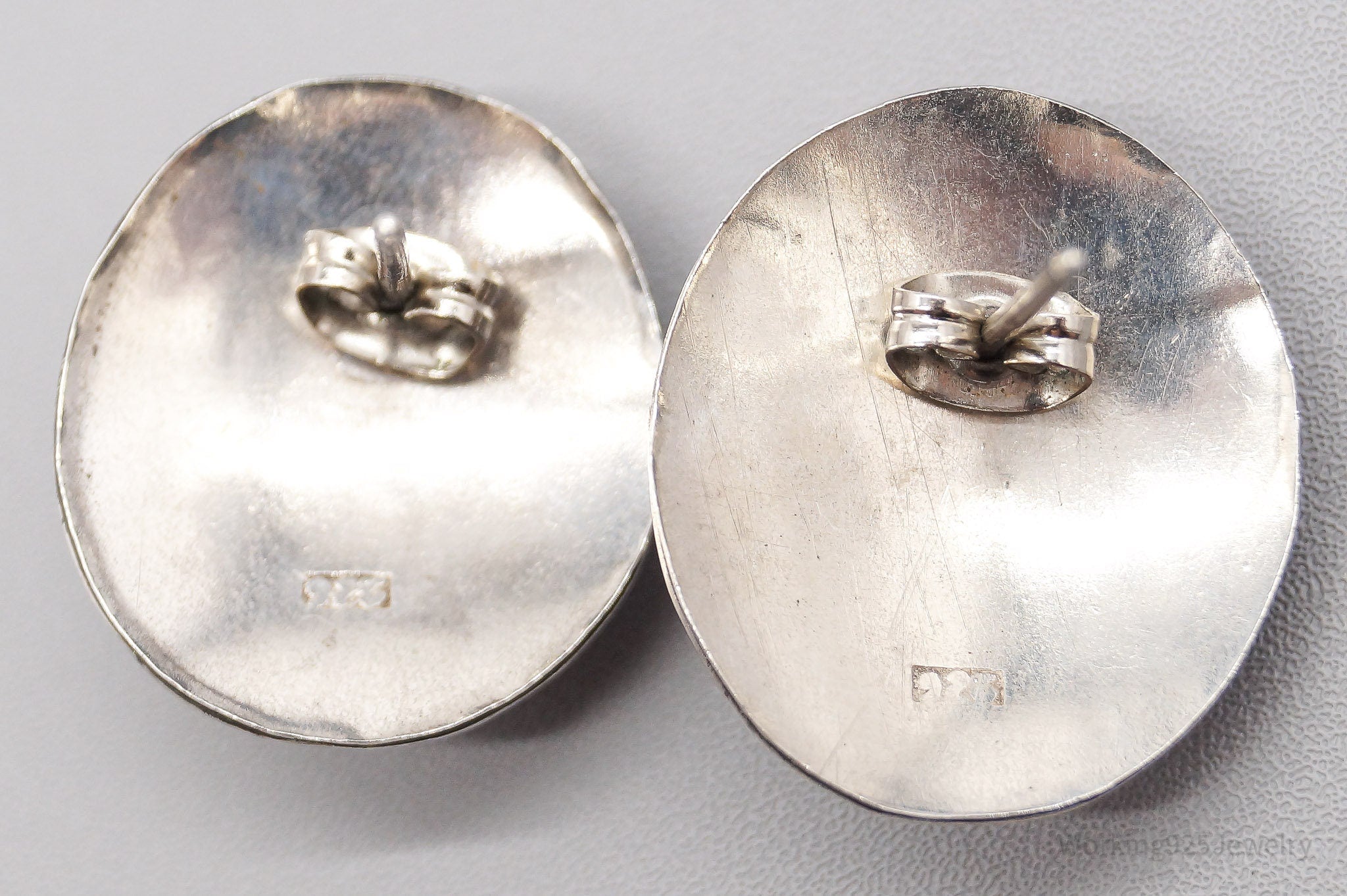 Vintage Green Onyx Sterling Silver Earrings