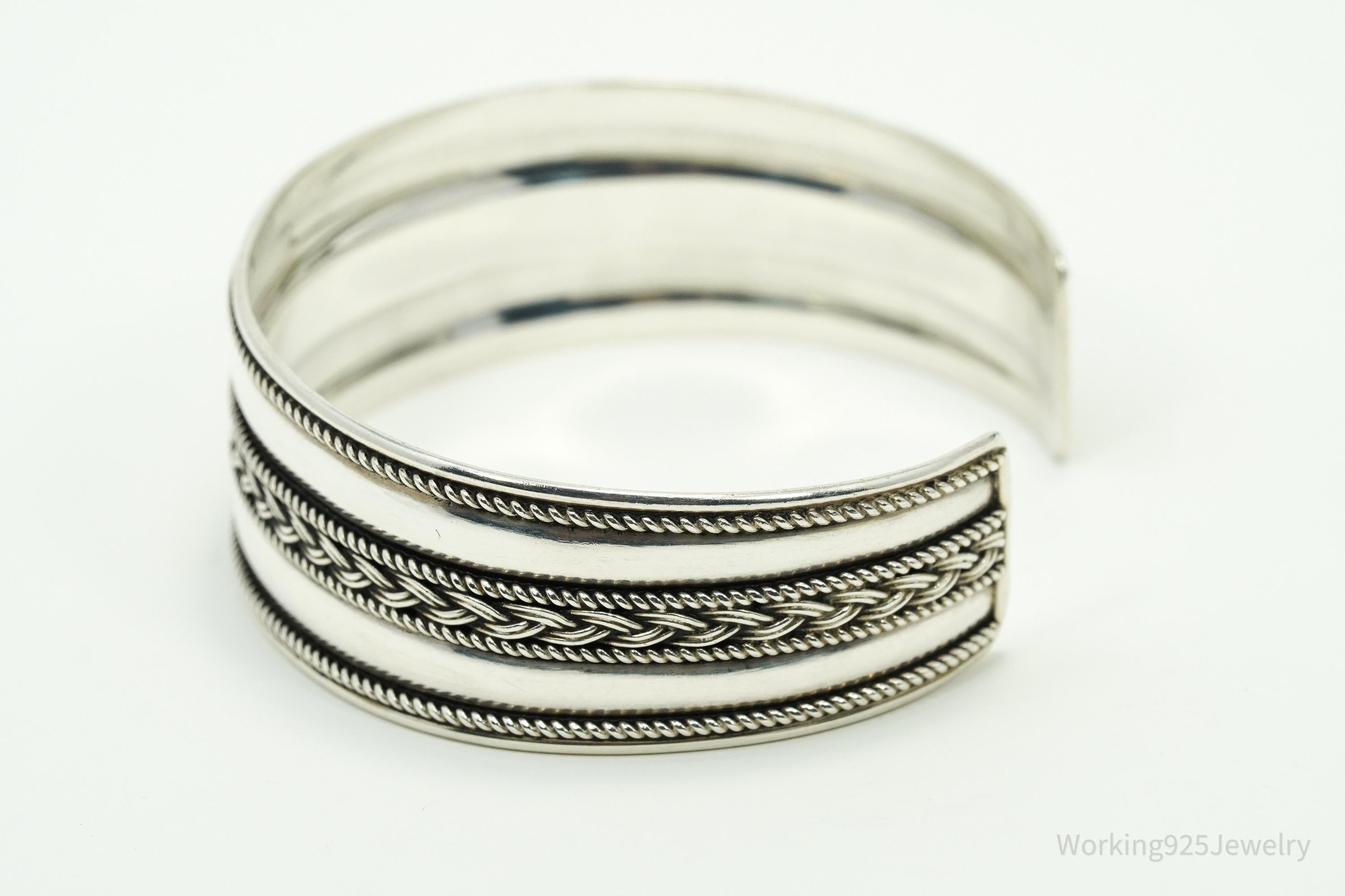 Vintage Designer BA Suarti Sterling Silver Cuff Bracelet 7.25"