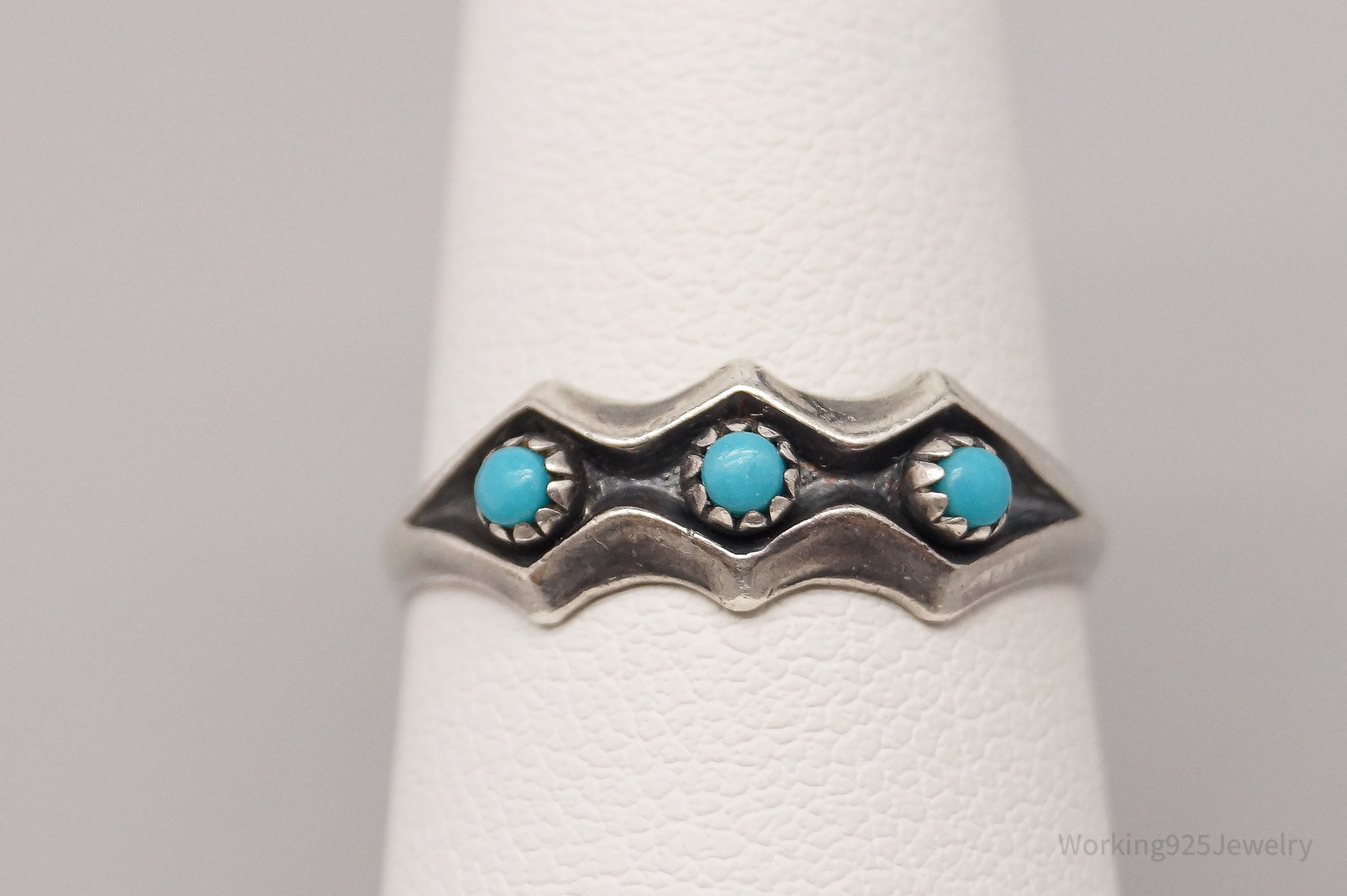 Vintage Native Bell Trading Post Turquoise Sterling Silver Ring - Size 7