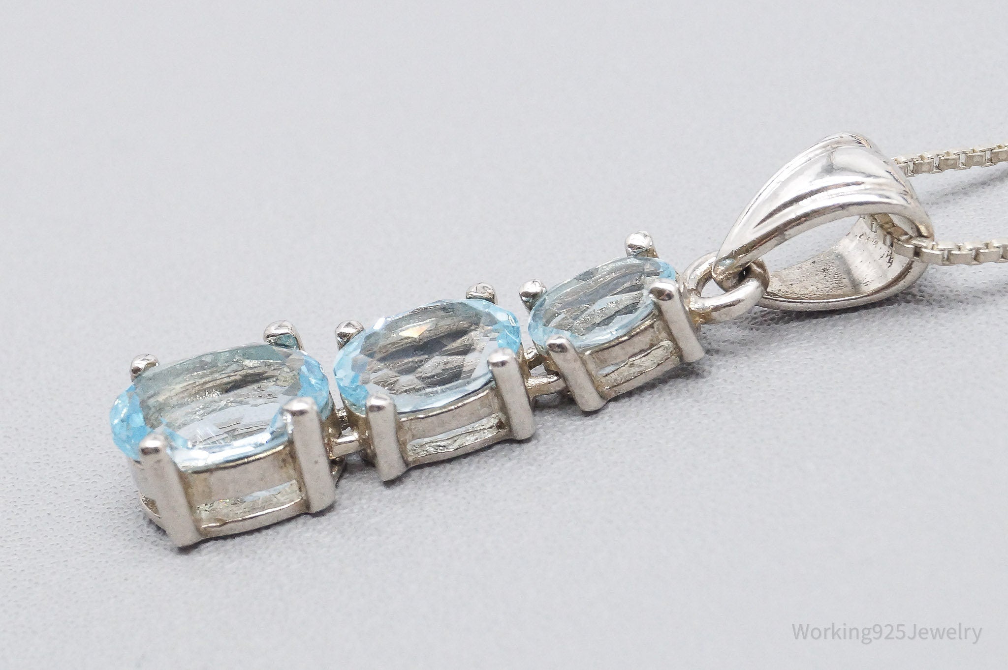 Vintage Blue Topaz Sterling Silver Necklace 18"