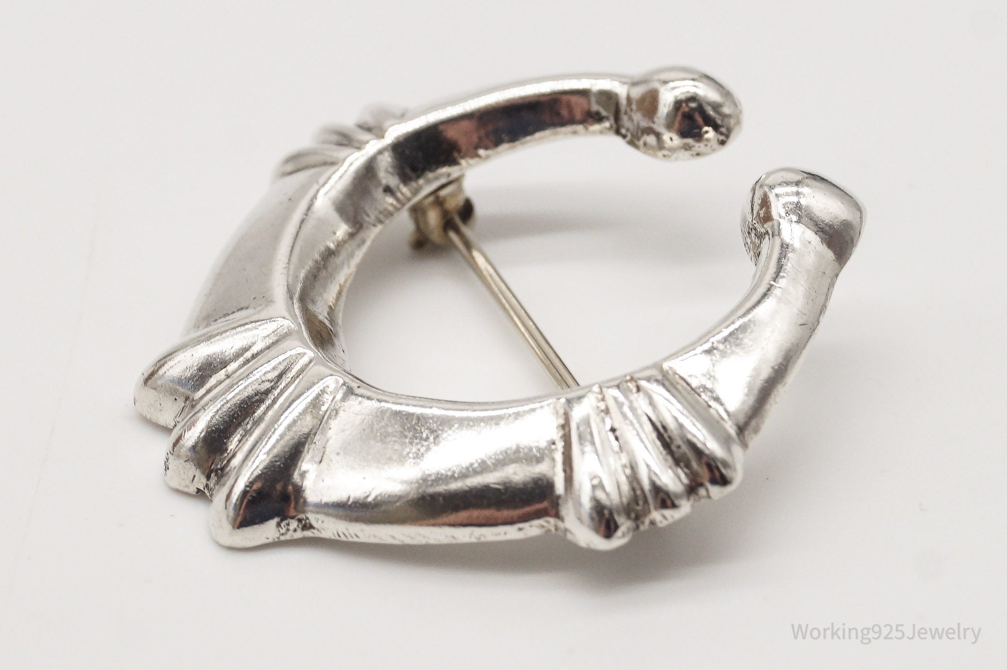 Vintage Handmade Native American Naja Silver Brooch Pin