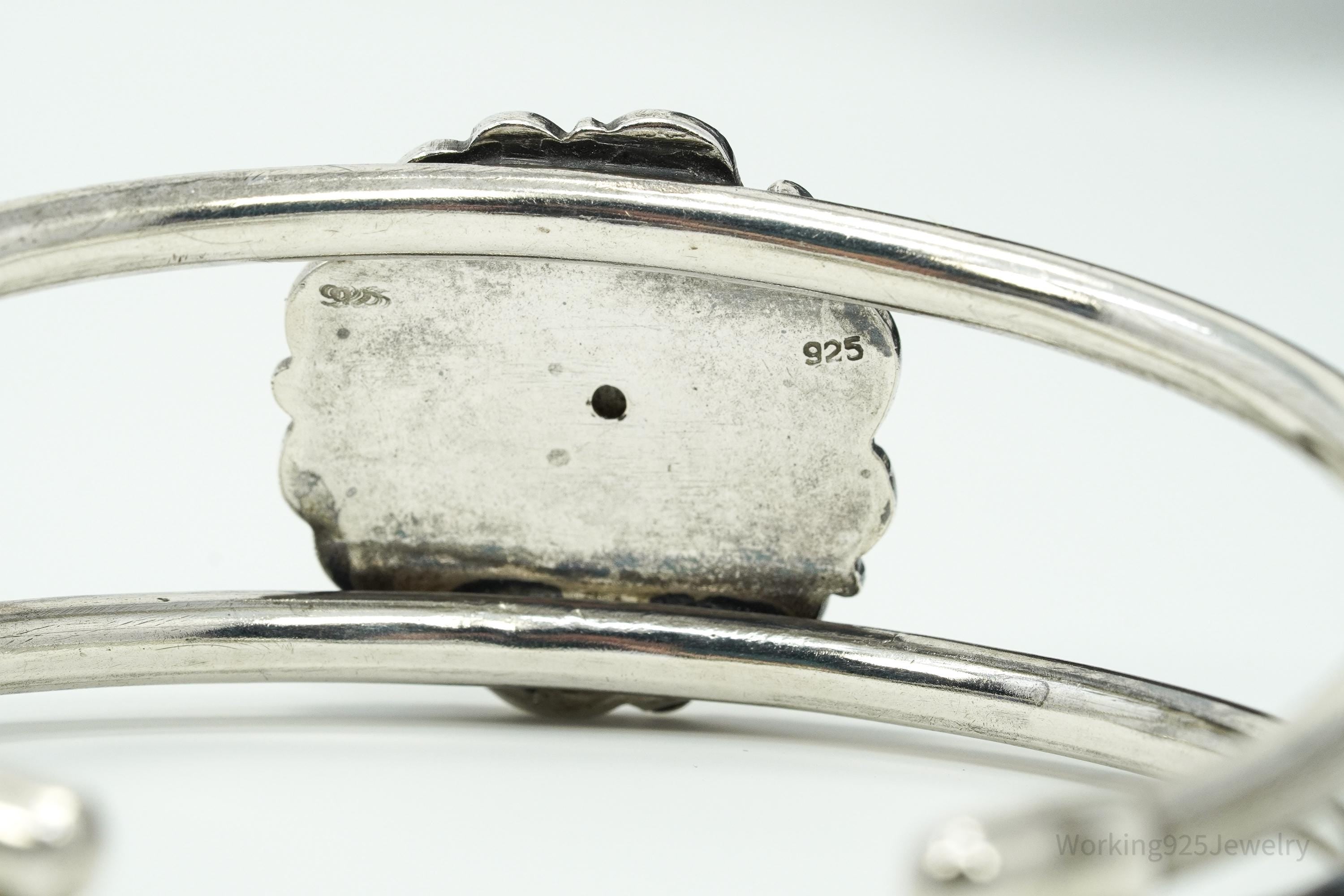 Vintage Art Nouveau Style Sterling Silver Cuff Bracelet 7.5"