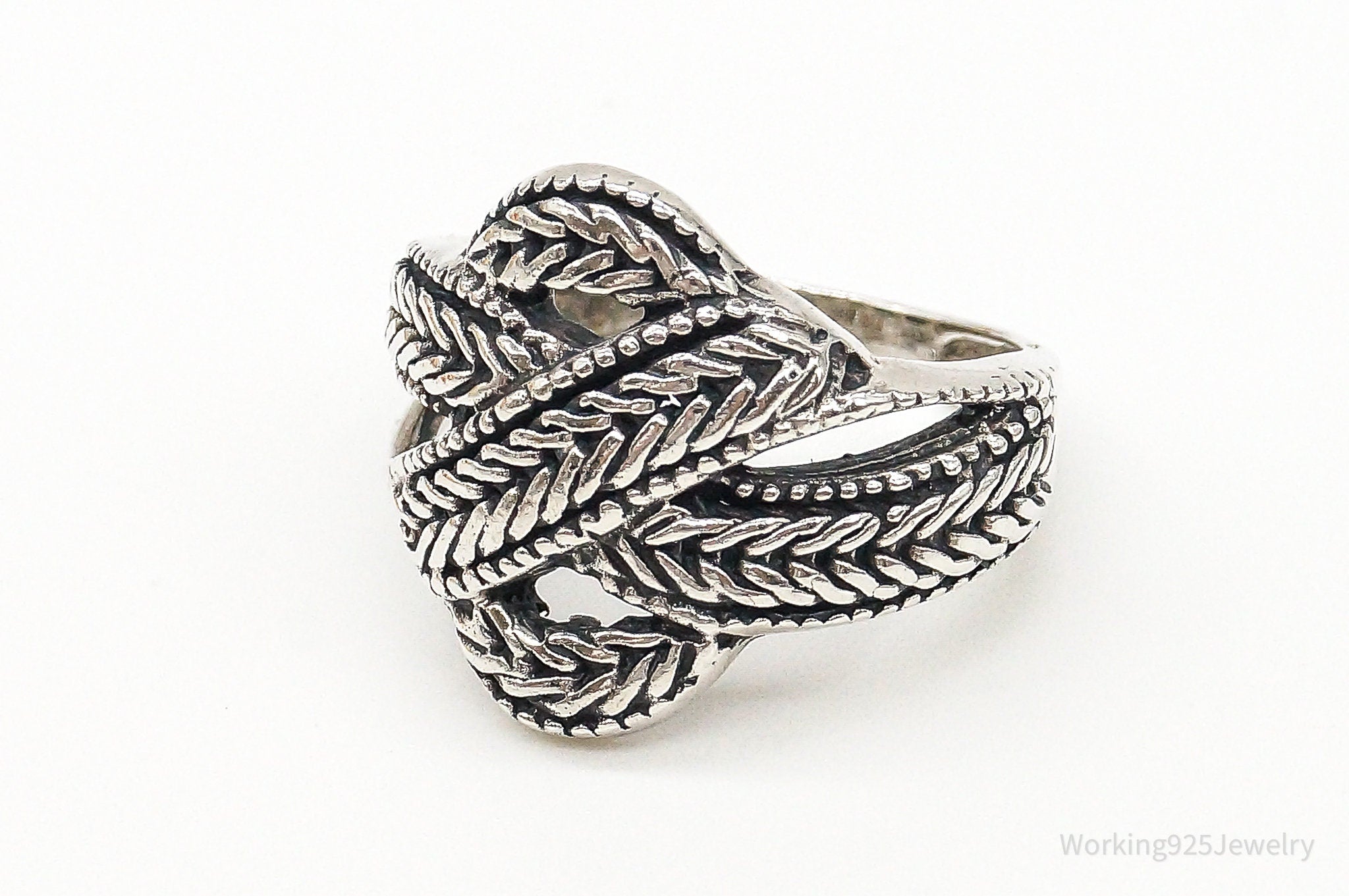 Vintage Rope Knot Sterling Silver Ring - Size 6.25