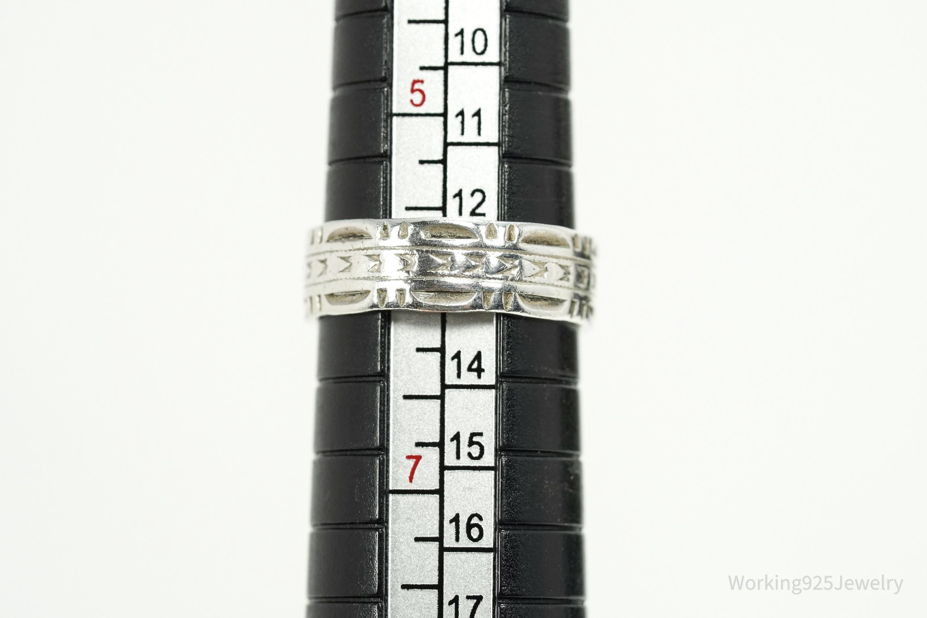 Antique VARGAS MFG. CO. Sterling Silver Band Ring - Size 6