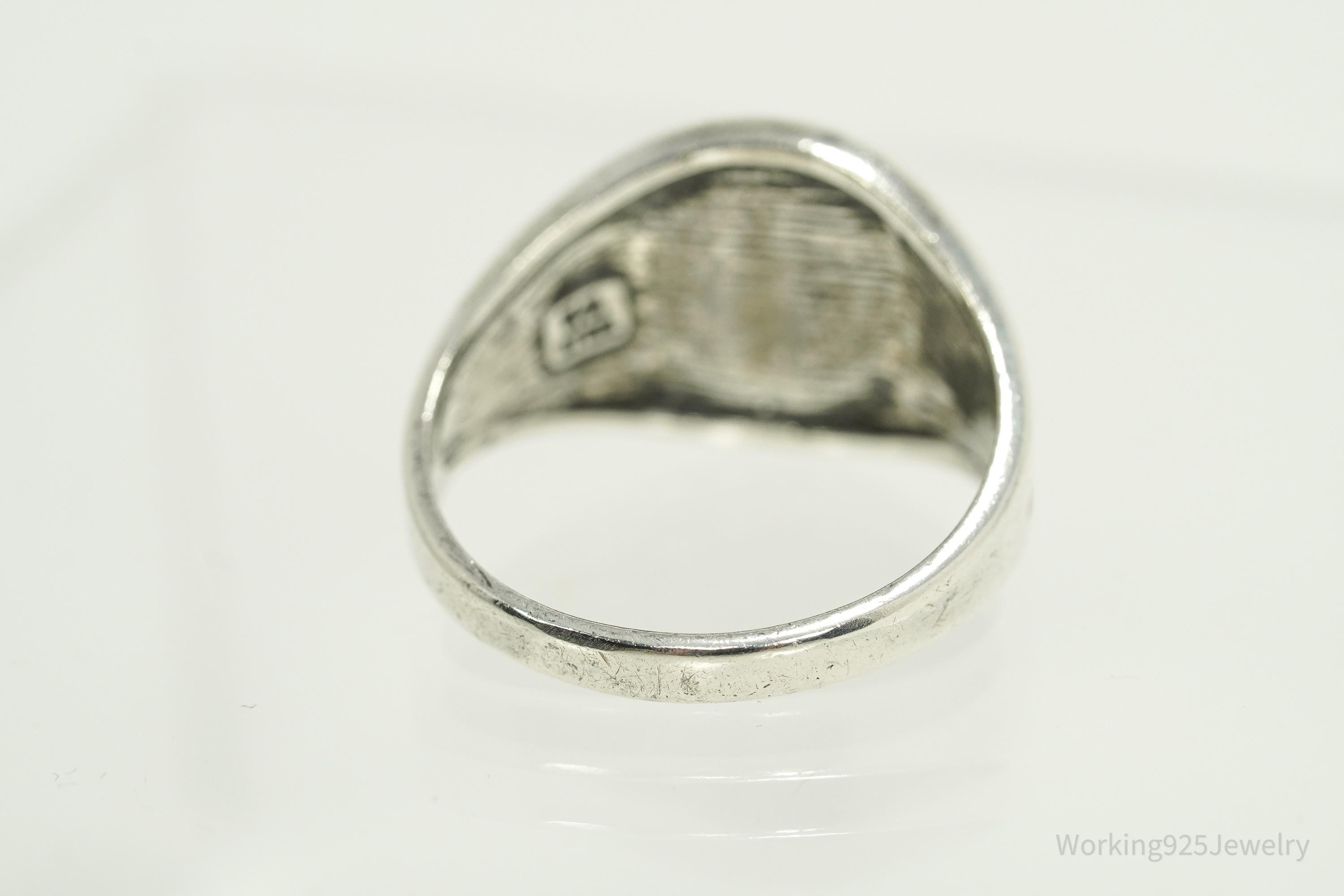 Vintage WMCO Turquoise ThunderBird Design Sterling Silver Ring - Size 8